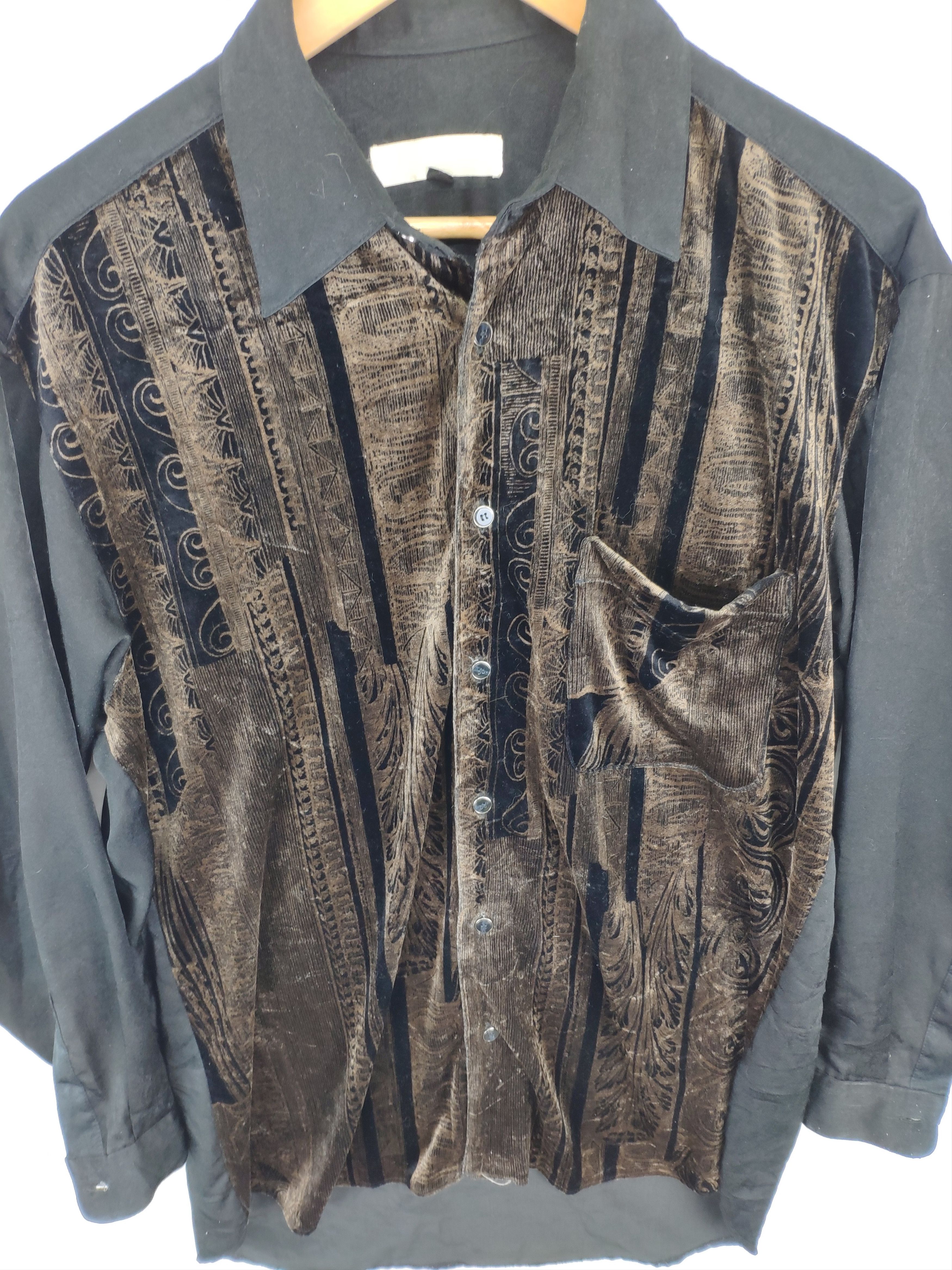 Japanese Brand × Velvet × Vintage Vintage Button Up Shirt Velvet Abstract Art Size M / US 6-8 / IT 42-44 - 12 Thumbnail