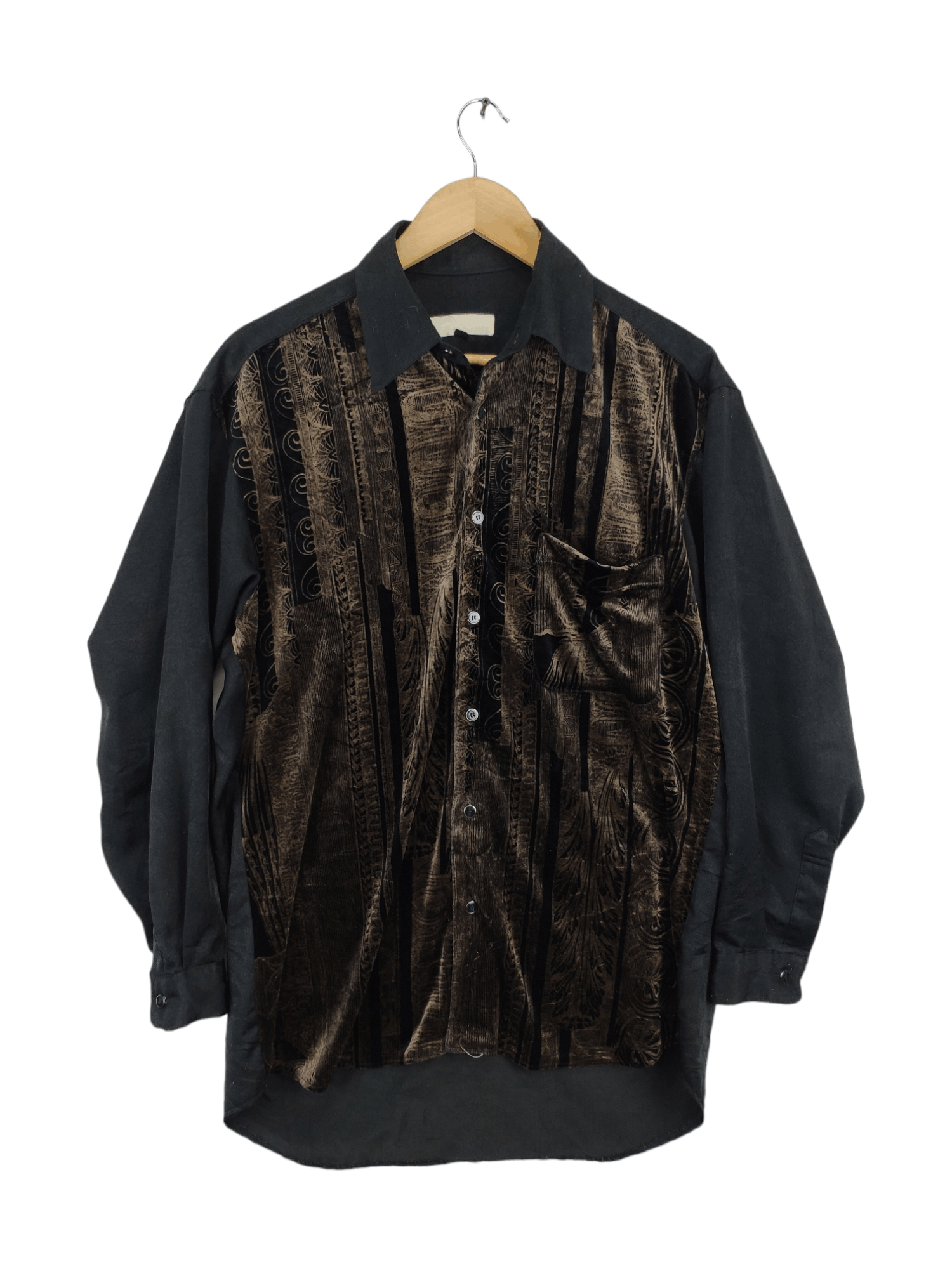 Japanese Brand × Velvet × Vintage Vintage Button Up Shirt Velvet Abstract Art Size M / US 6-8 / IT 42-44 - 1 Thumbnail