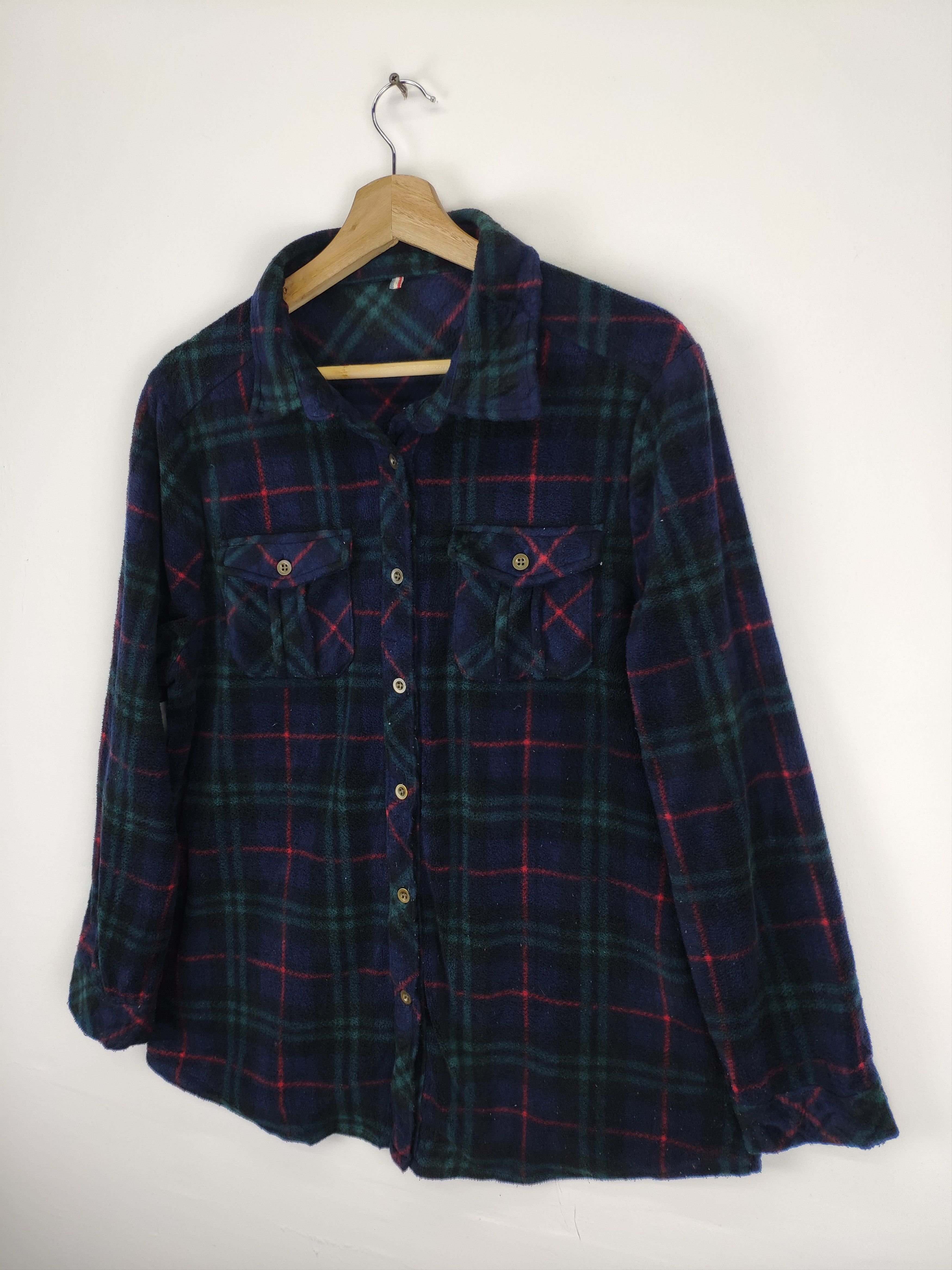 Japanese Brand 🇯🇵 Vintage Fleece Flannel Shirt Button Up Checkered Size US M / EU 48-50 / 2 - 2 Thumbnail