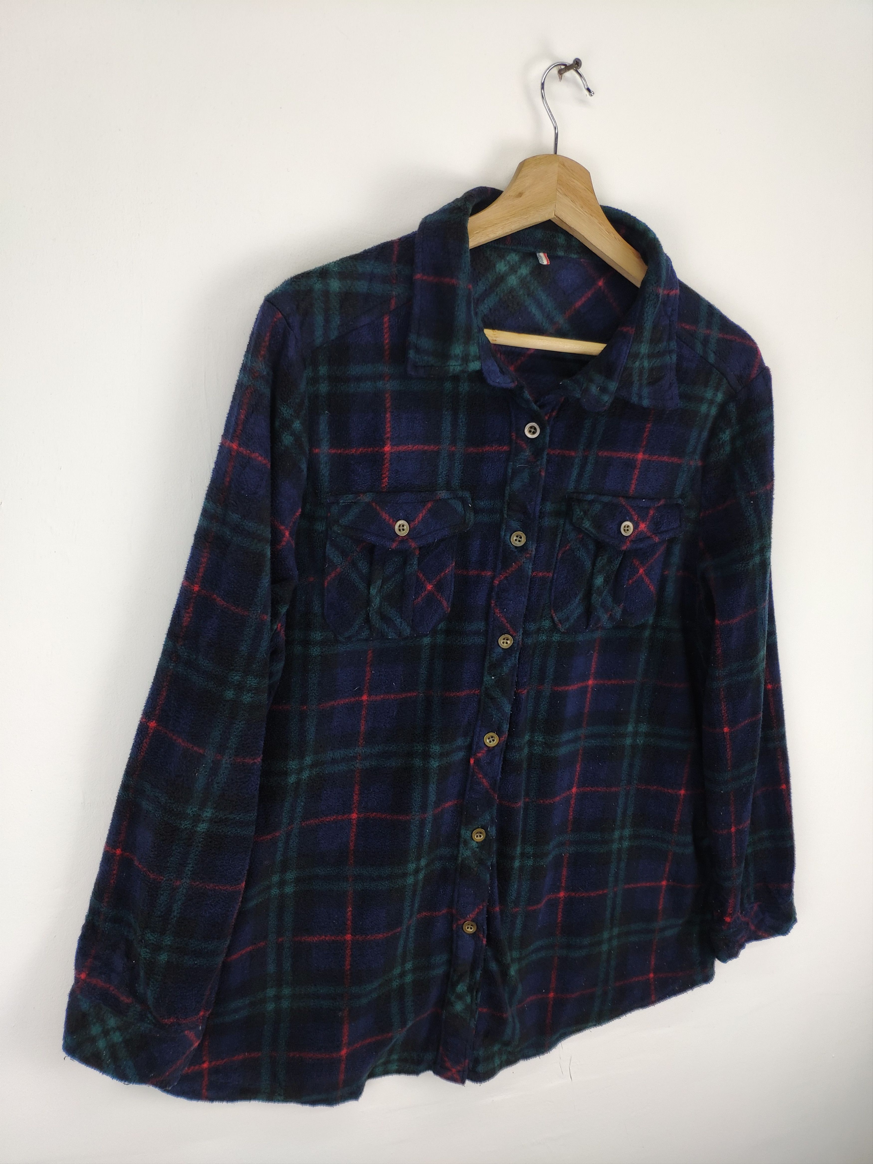 Japanese Brand 🇯🇵 Vintage Fleece Flannel Shirt Button Up Checkered Size US M / EU 48-50 / 2 - 3 Thumbnail