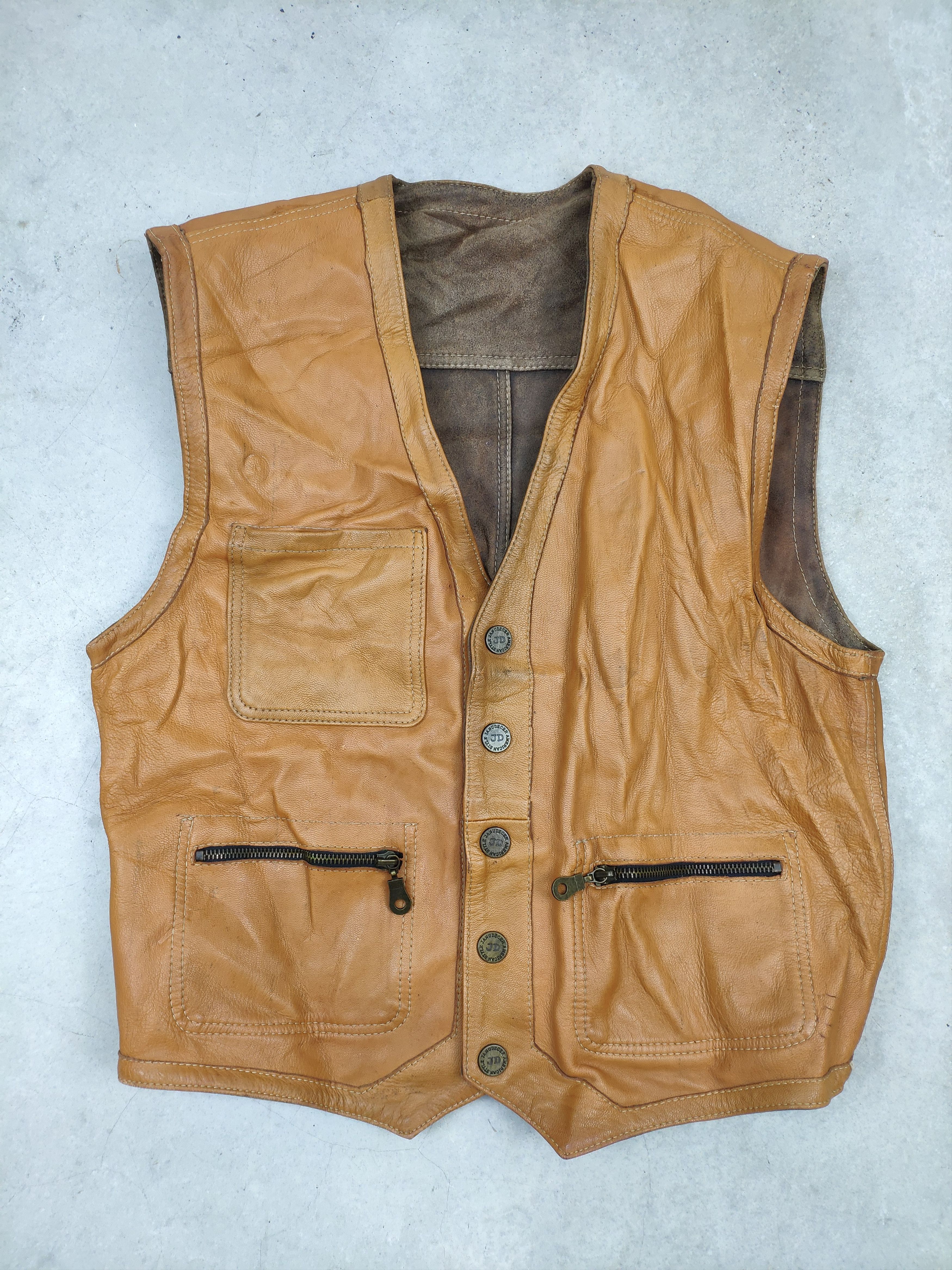 image of Archival Clothing x Genuine Leather Vintage Leather Vest Reversible Sheepskin, Men's (Size Medium)