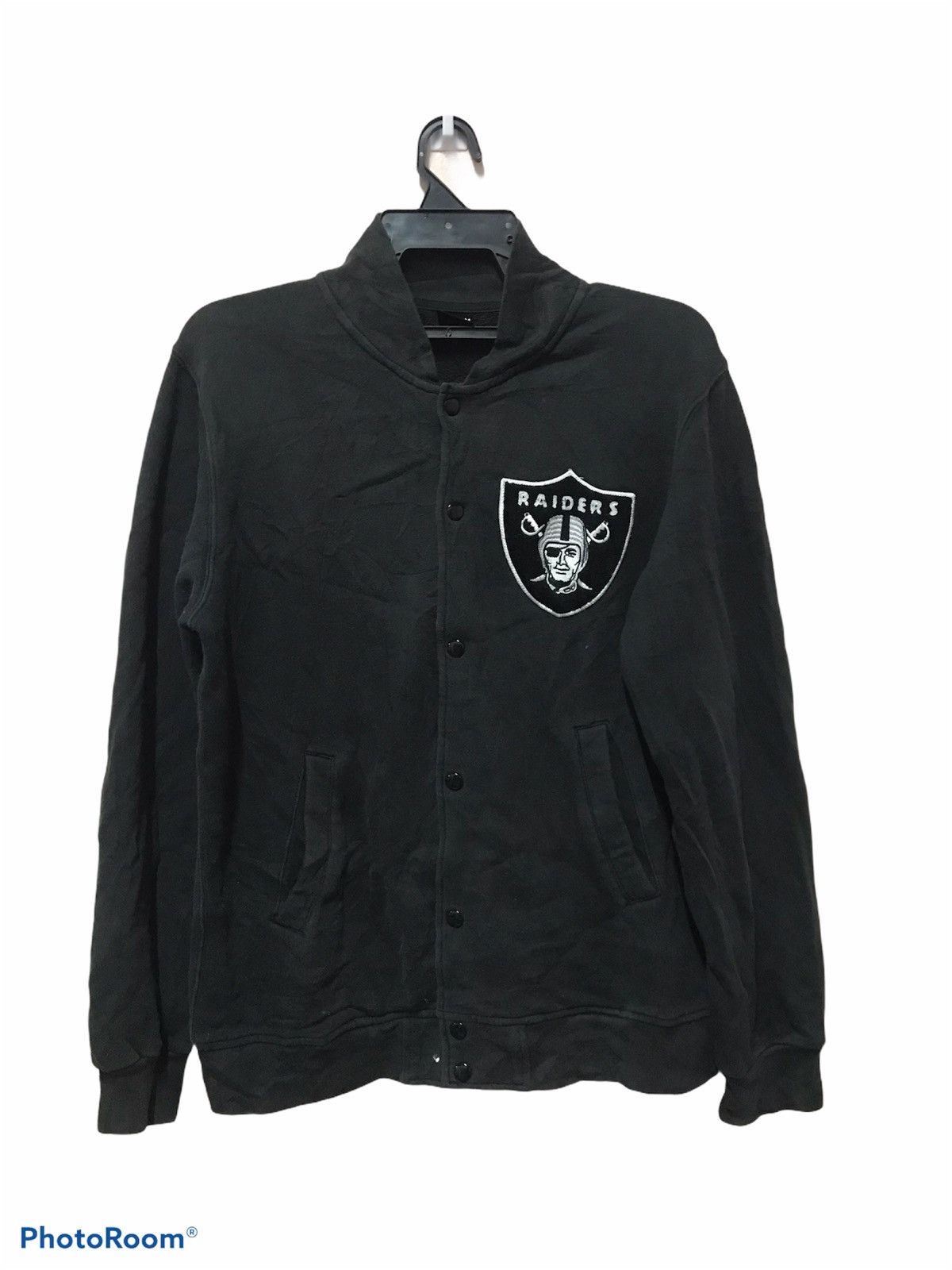 image of Raiders Bomber Varsity Jacket Of Nfl in Black, Men's (Size Large)