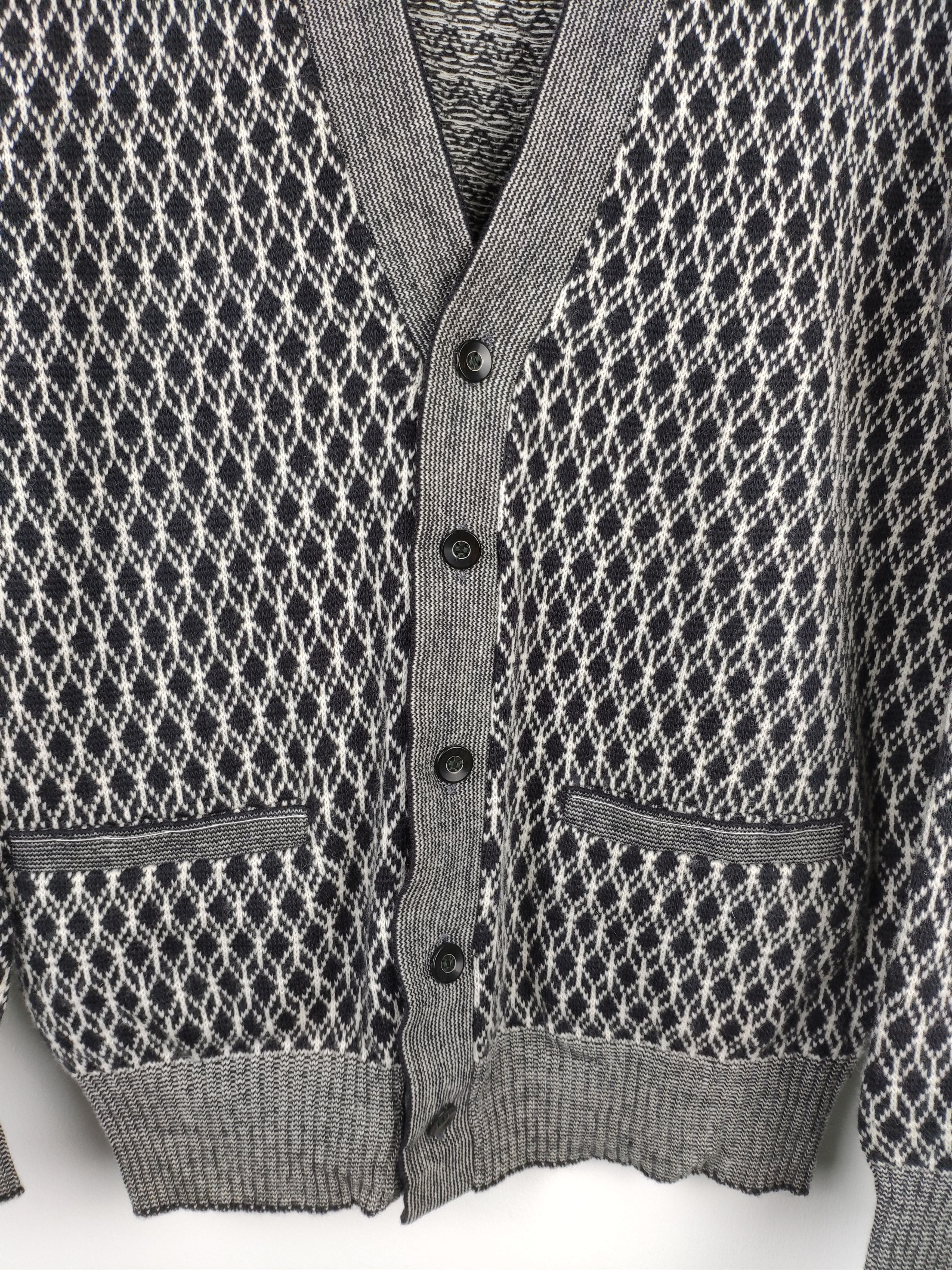 Aran Isles Knitwear × Vintage Steal 💥 Vintage Wool Knit Cardigan Sweater Diamond Style Size US M / EU 48-50 / 2 - 3 Thumbnail