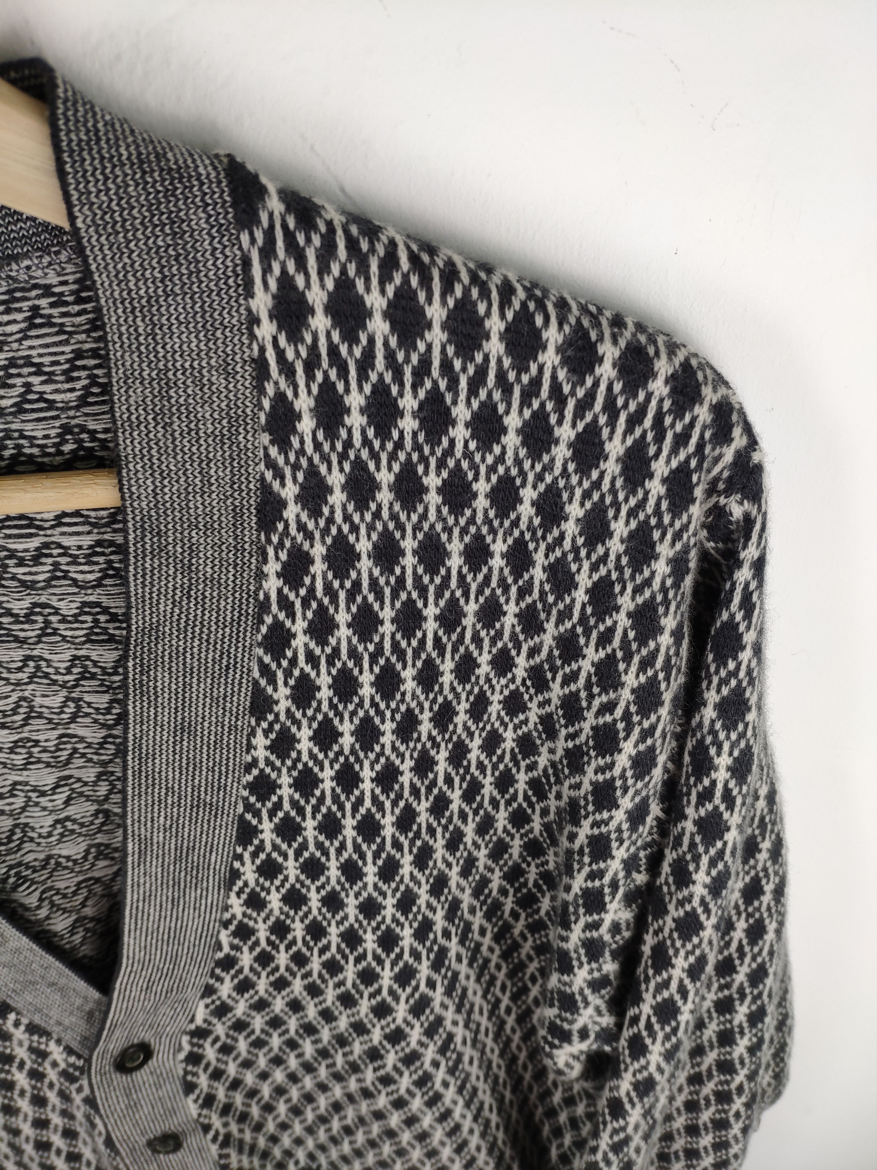 Aran Isles Knitwear × Vintage Steal 💥 Vintage Wool Knit Cardigan Sweater Diamond Style Size US M / EU 48-50 / 2 - 2 Thumbnail