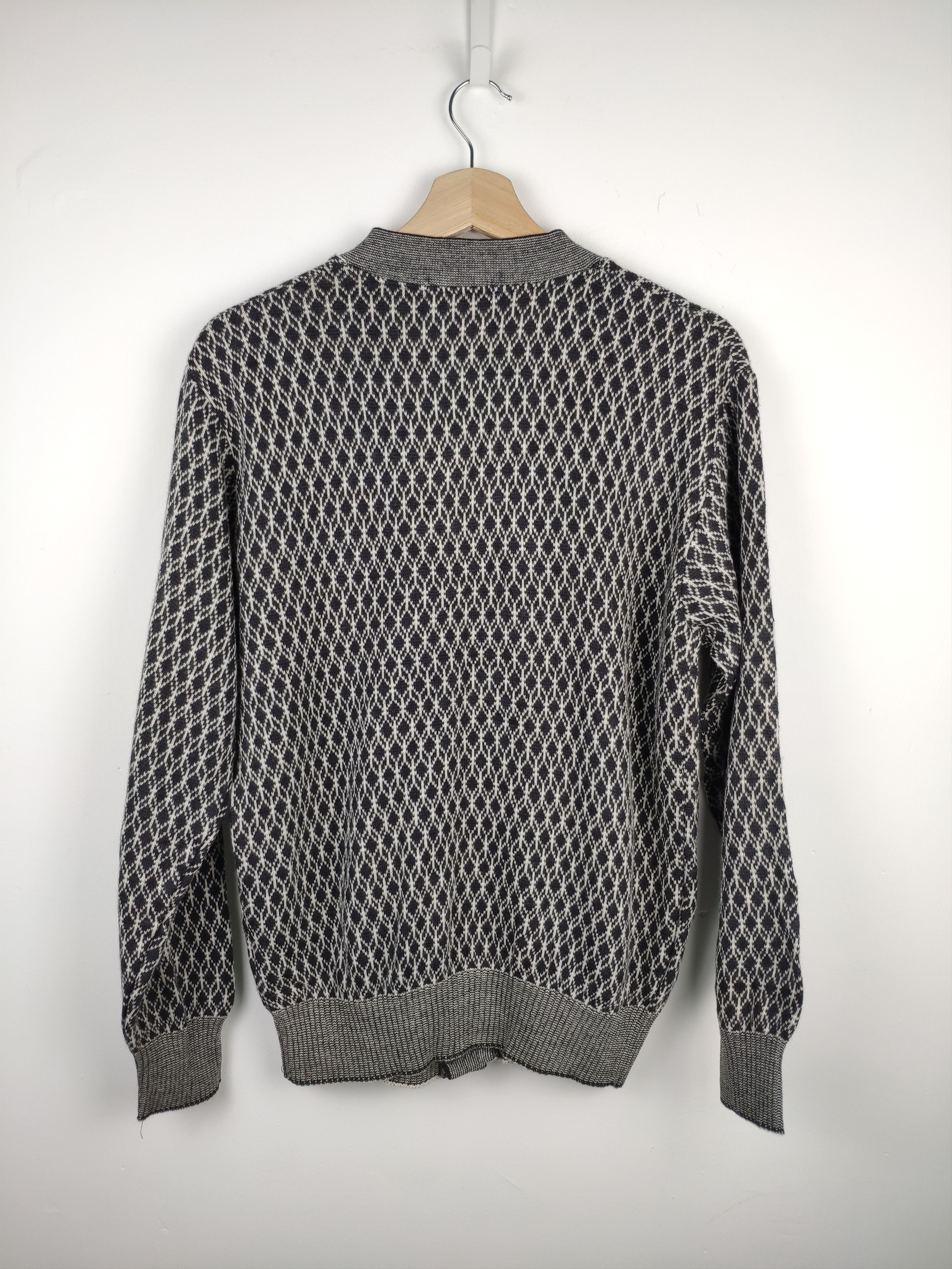 Aran Isles Knitwear × Vintage Steal 💥 Vintage Wool Knit Cardigan Sweater Diamond Style Size US M / EU 48-50 / 2 - 7 Thumbnail
