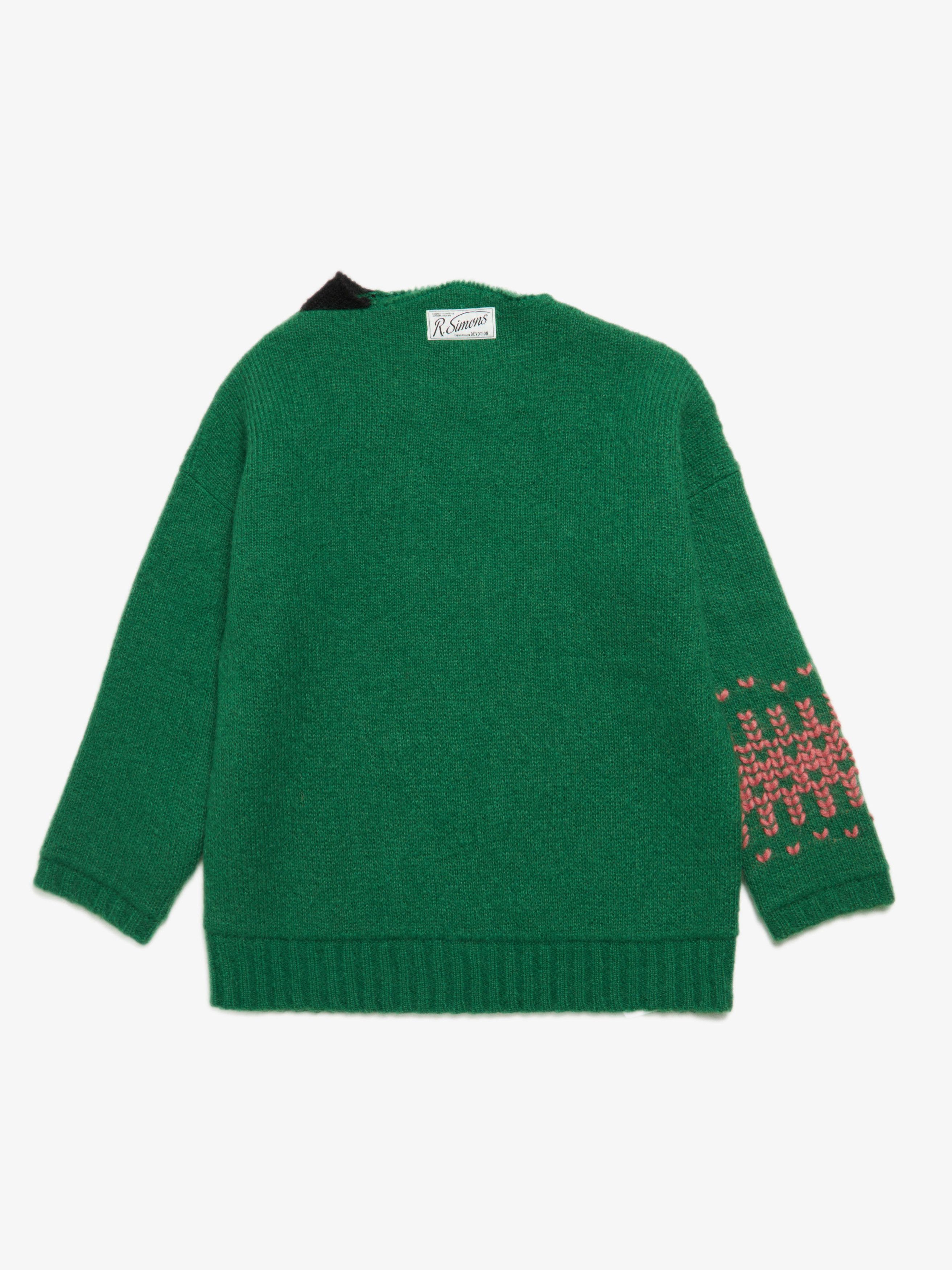 Raf Simons Oversized Green Asymmetric Detailed Mohair Blend Sweater |  Grailed