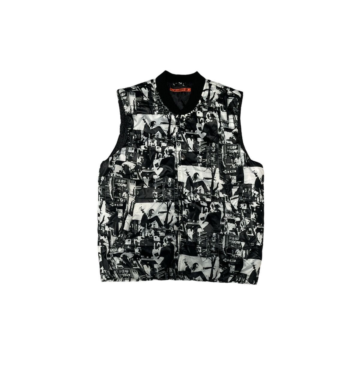 image of Vintage Jungle Storm Puffer Vest Design Skate in Black, Men's (Size Medium)