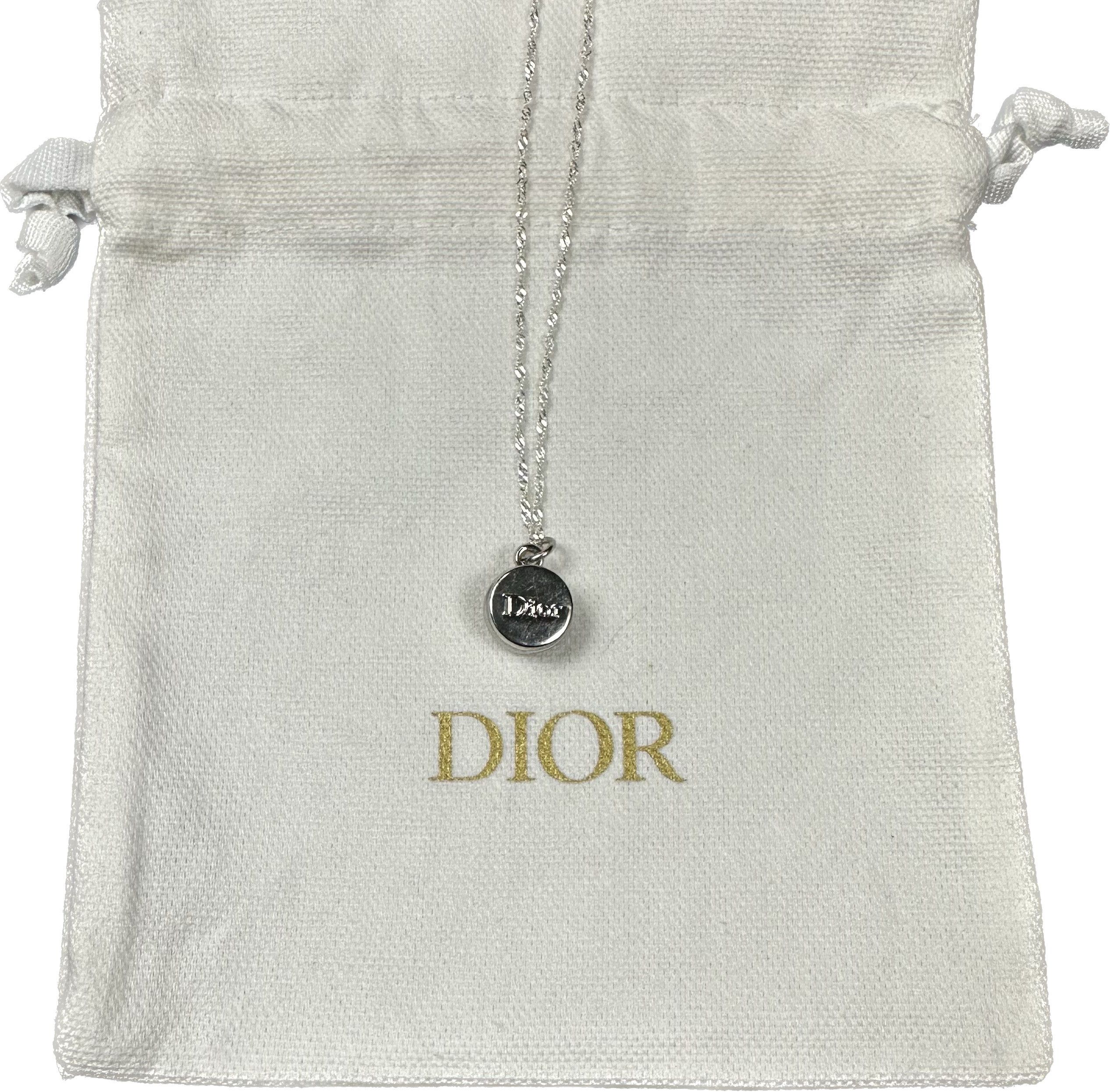 Pre-owned Dior X Jewelry Dior Circle Pendant On Sterling Silver Chain/necklace
