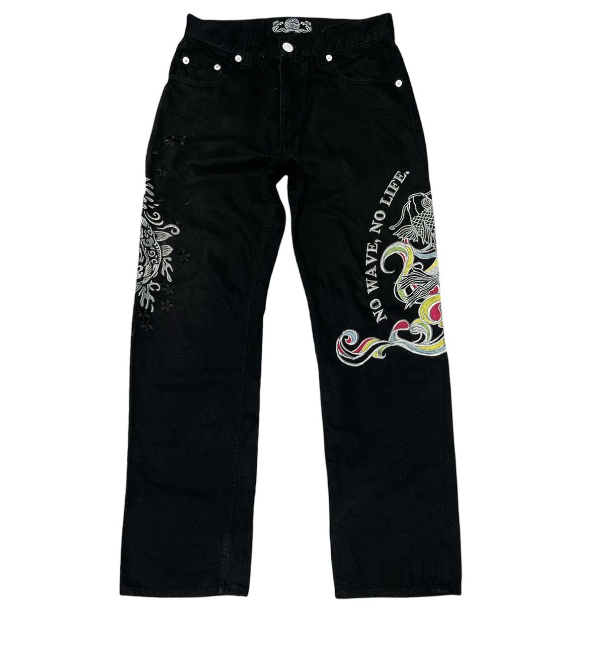 Japanese Brand × Vintage Vintage Japanese Traditional Jeans Fish Motif Size US 31 - 1 Thumbnail