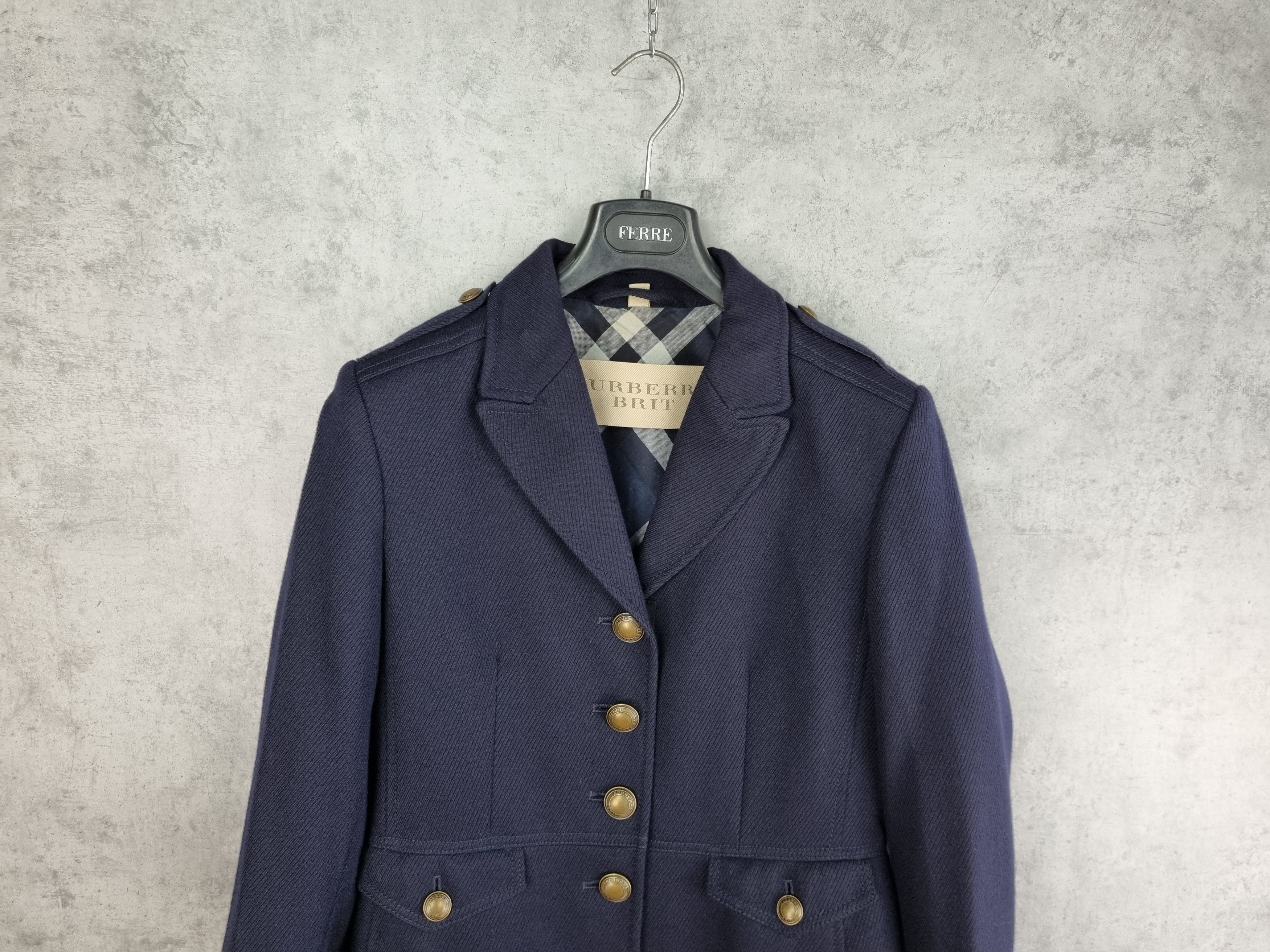 Burberry × Burberry Prorsum Rare Burberry Brit Military Navy Wool Coat Size M / US 6-8 / IT 42-44 - 3 Thumbnail