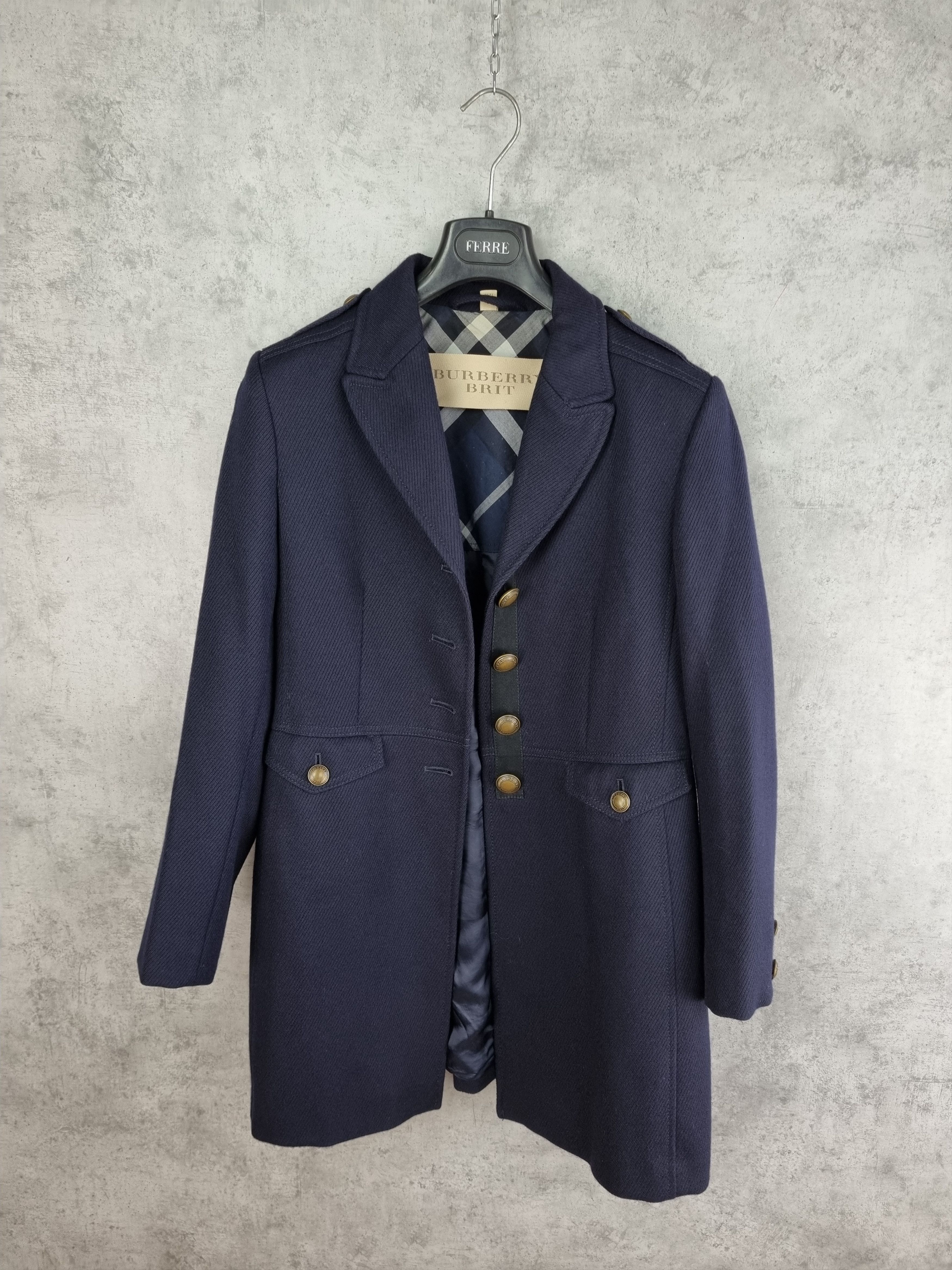 Burberry × Burberry Prorsum Rare Burberry Brit Military Navy Wool Coat Size M / US 6-8 / IT 42-44 - 2 Thumbnail