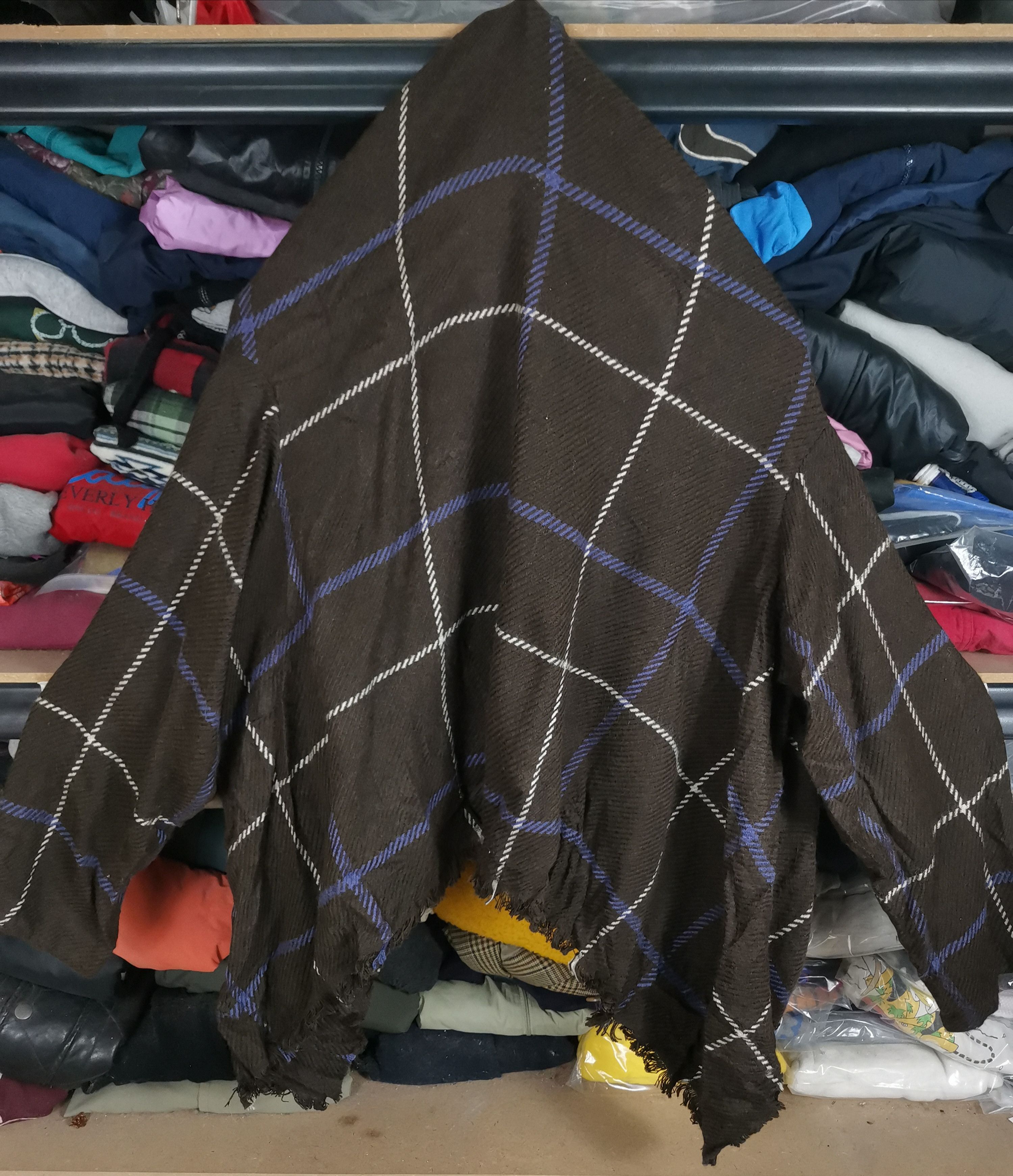 Designer × Japanese Brand Vintage Japanese Brand Poncho Checker Long Sleeve Size ONE SIZE - 4 Thumbnail