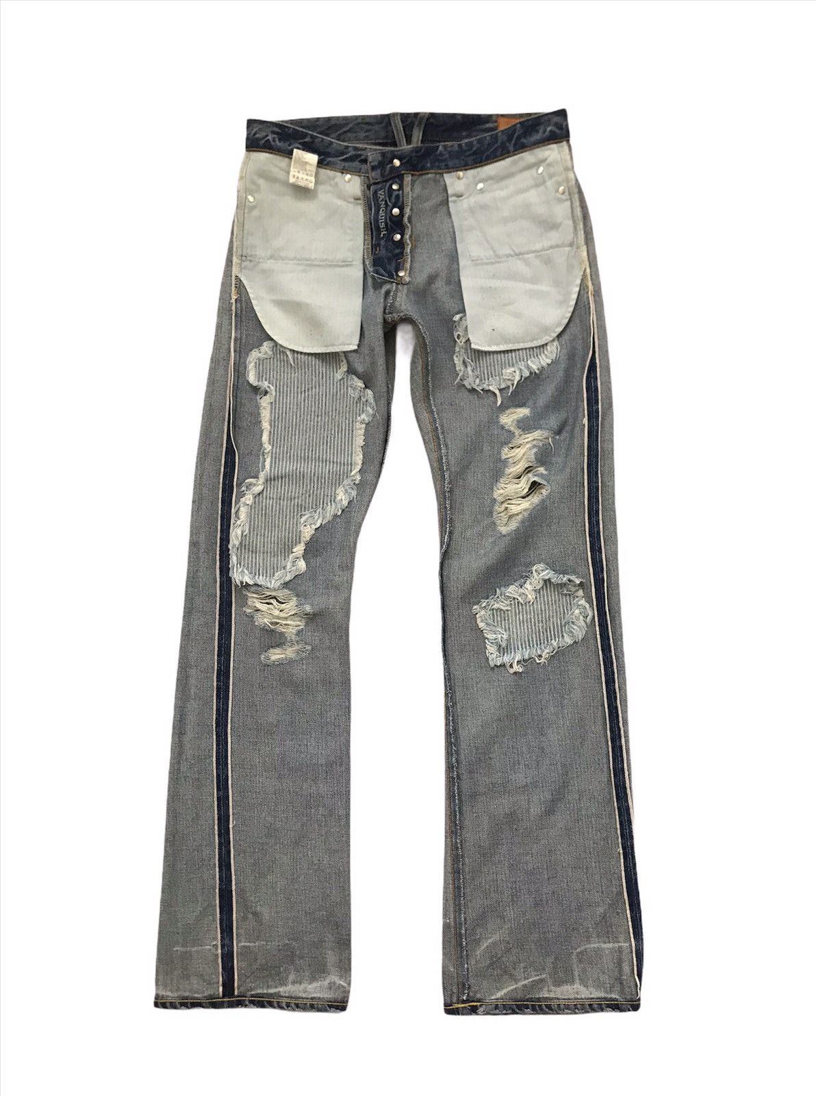 Vanquish Vanquish Tokyo Patchwork Distressed Selvedge Jeans Size US 32 / EU 48 - 7 Thumbnail