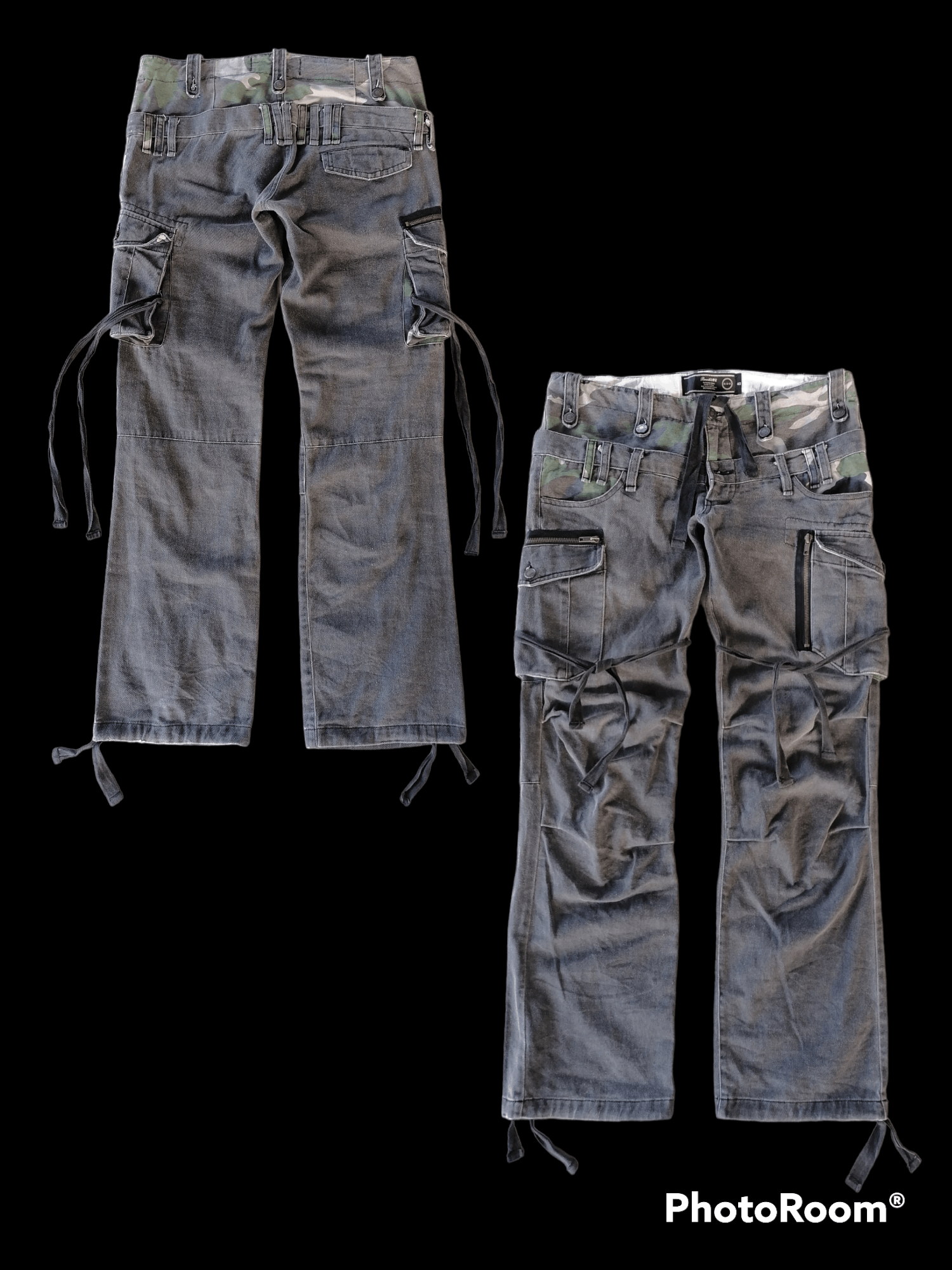 Pre-owned 20471120 X Avant Garde Breathmint Double Waist Low Rise Tactical Cargo Pants In Dark Grey