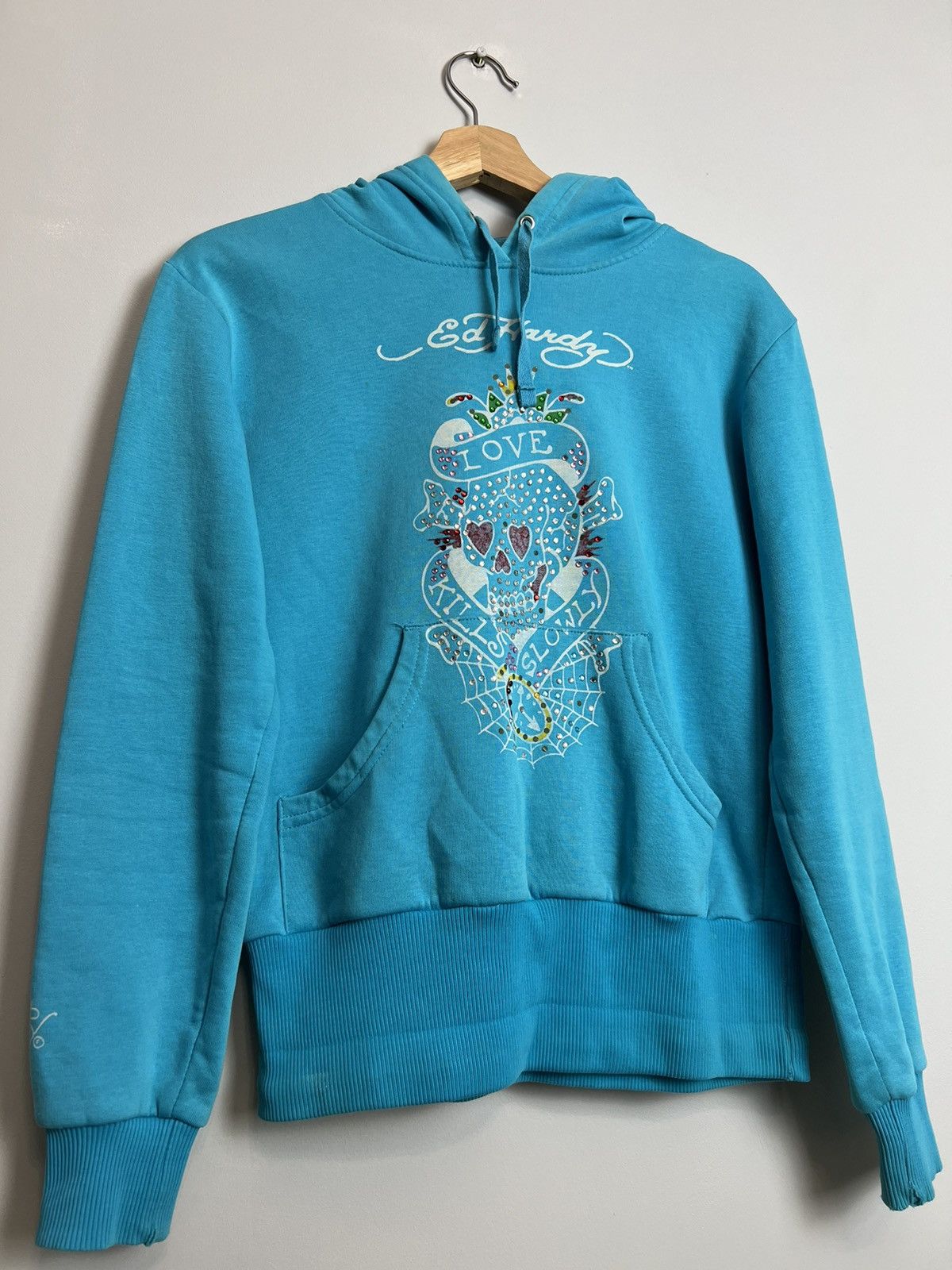 Christian Audigier Rare Vintage Ed Hardy Love Kills Y2K Rhinestone Drip Hoodie Size US S / EU 44-46 / 1 - 4 Thumbnail