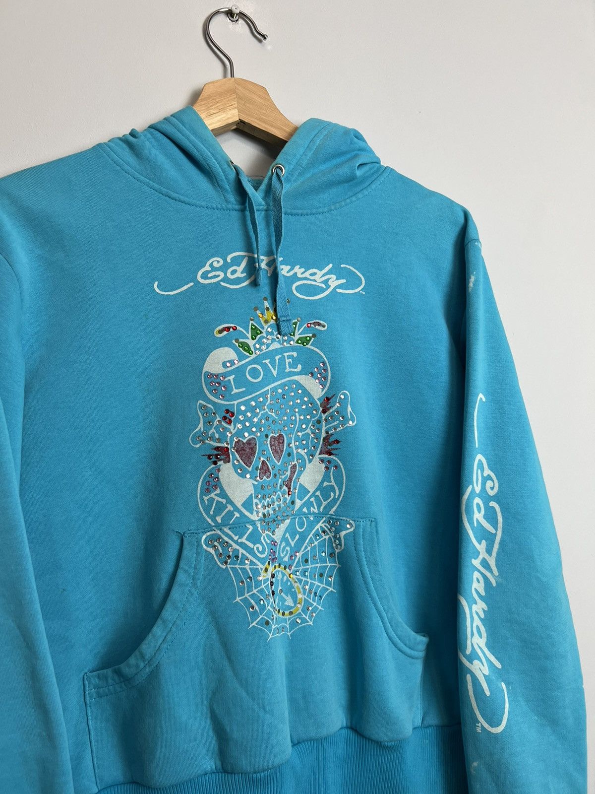 Christian Audigier Rare Vintage Ed Hardy Love Kills Y2K Rhinestone Drip Hoodie Size US S / EU 44-46 / 1 - 3 Thumbnail