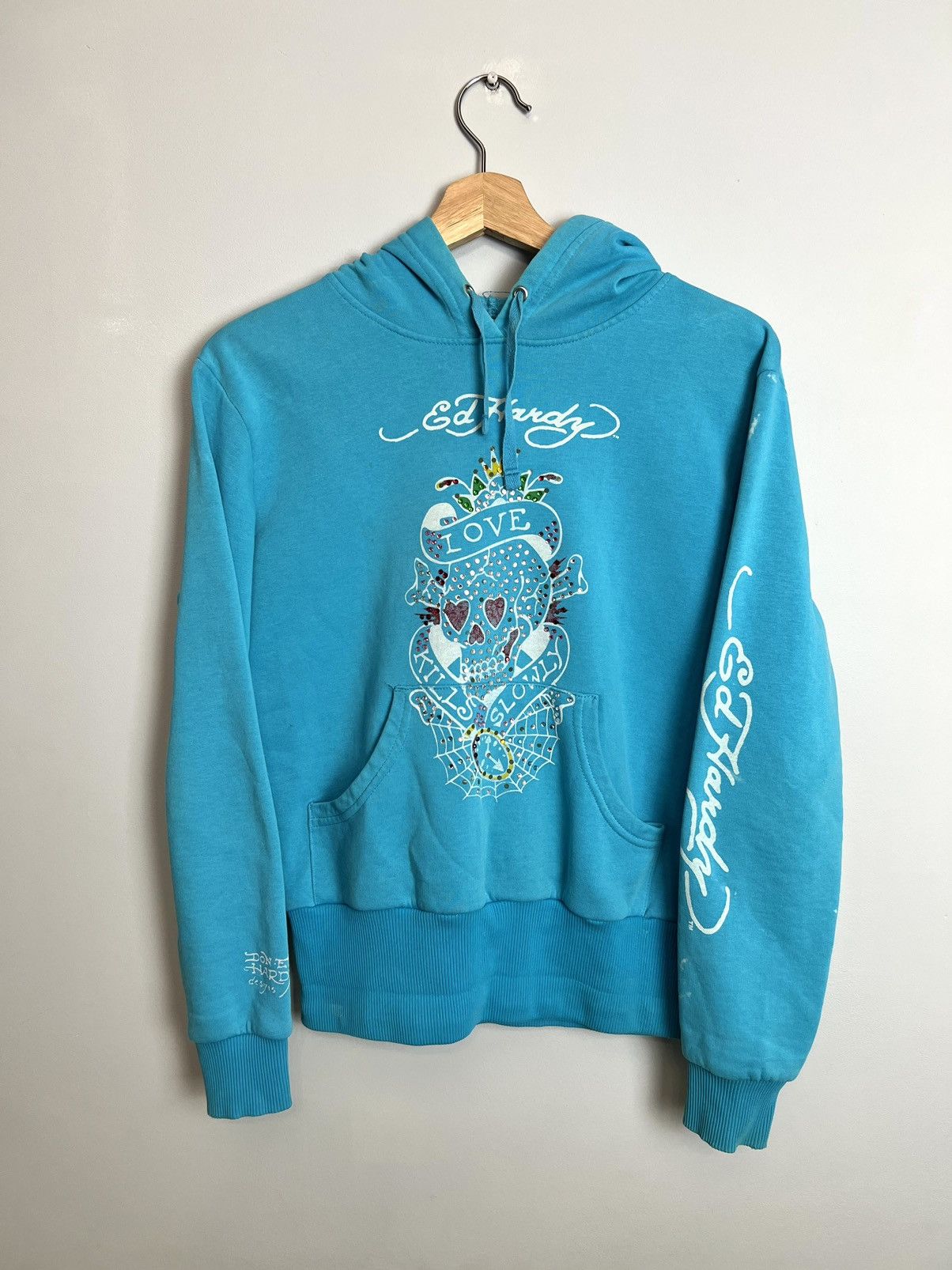 Christian Audigier Rare Vintage Ed Hardy Love Kills Y2K Rhinestone Drip Hoodie Size US S / EU 44-46 / 1 - 1 Thumbnail