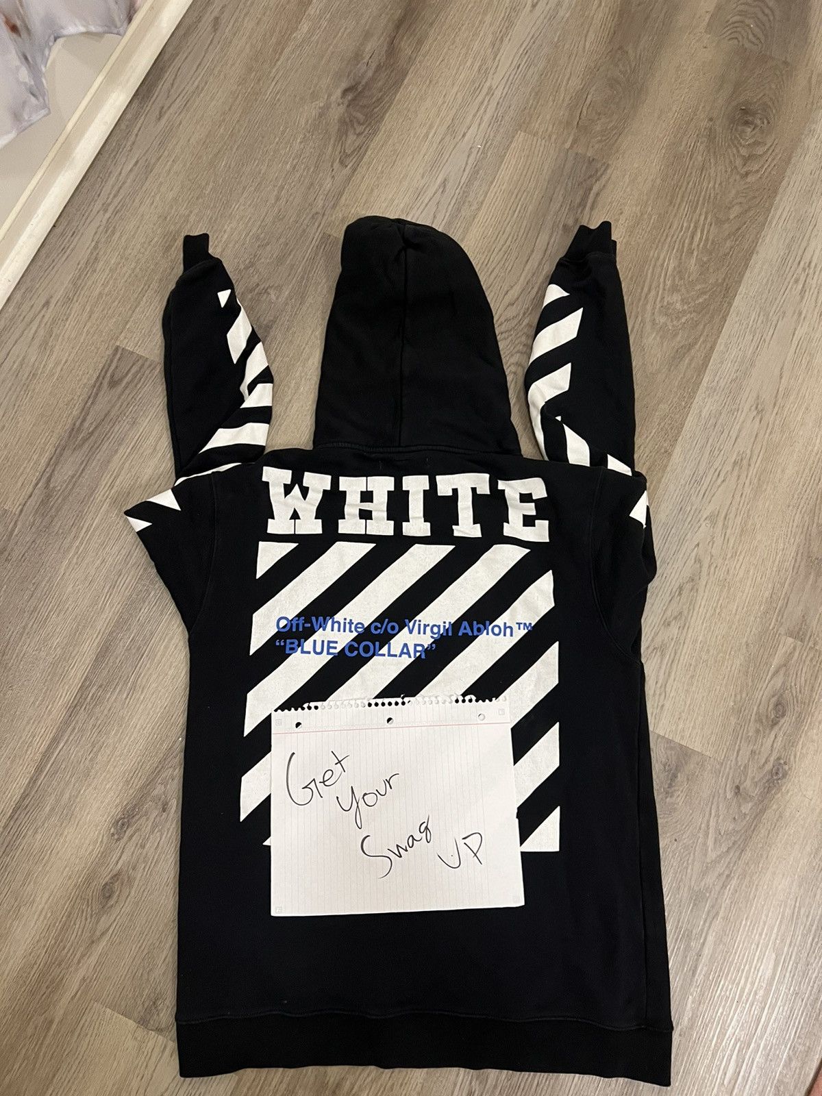 Off-White Off-White Blue Collar Hoodie - Classic Off White Size US L / EU 52-54 / 3 - 1 Thumbnail