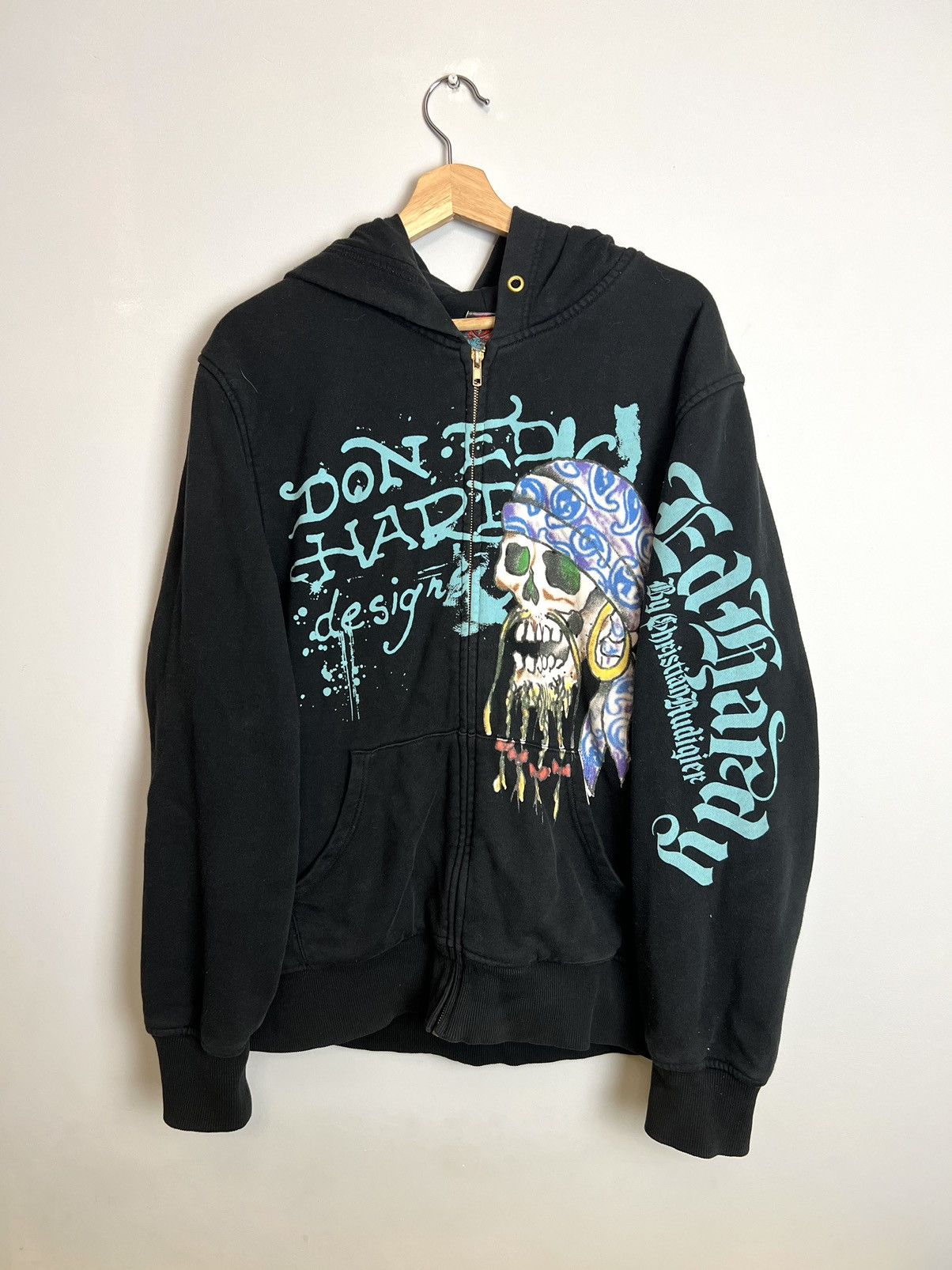 Don Ed Hardy/Christian Audigier Skulls Zip-up Sweatshirt Vintage Rare hotsell Size Med