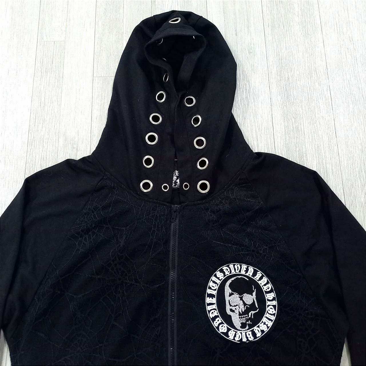 Japanese Brand Rich Or Die Skulls Punk Gothic Zipper Hoodie Size M / US 6-8 / IT 42-44 - 9 Thumbnail