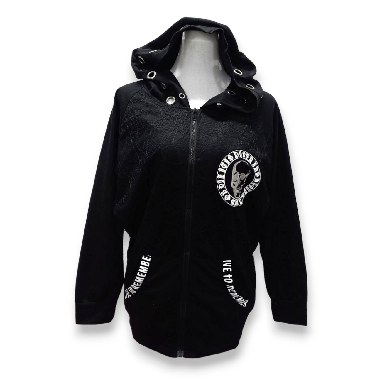 Japanese Brand Rich Or Die Skulls Punk Gothic Zipper Hoodie Size M / US 6-8 / IT 42-44 - 2 Thumbnail