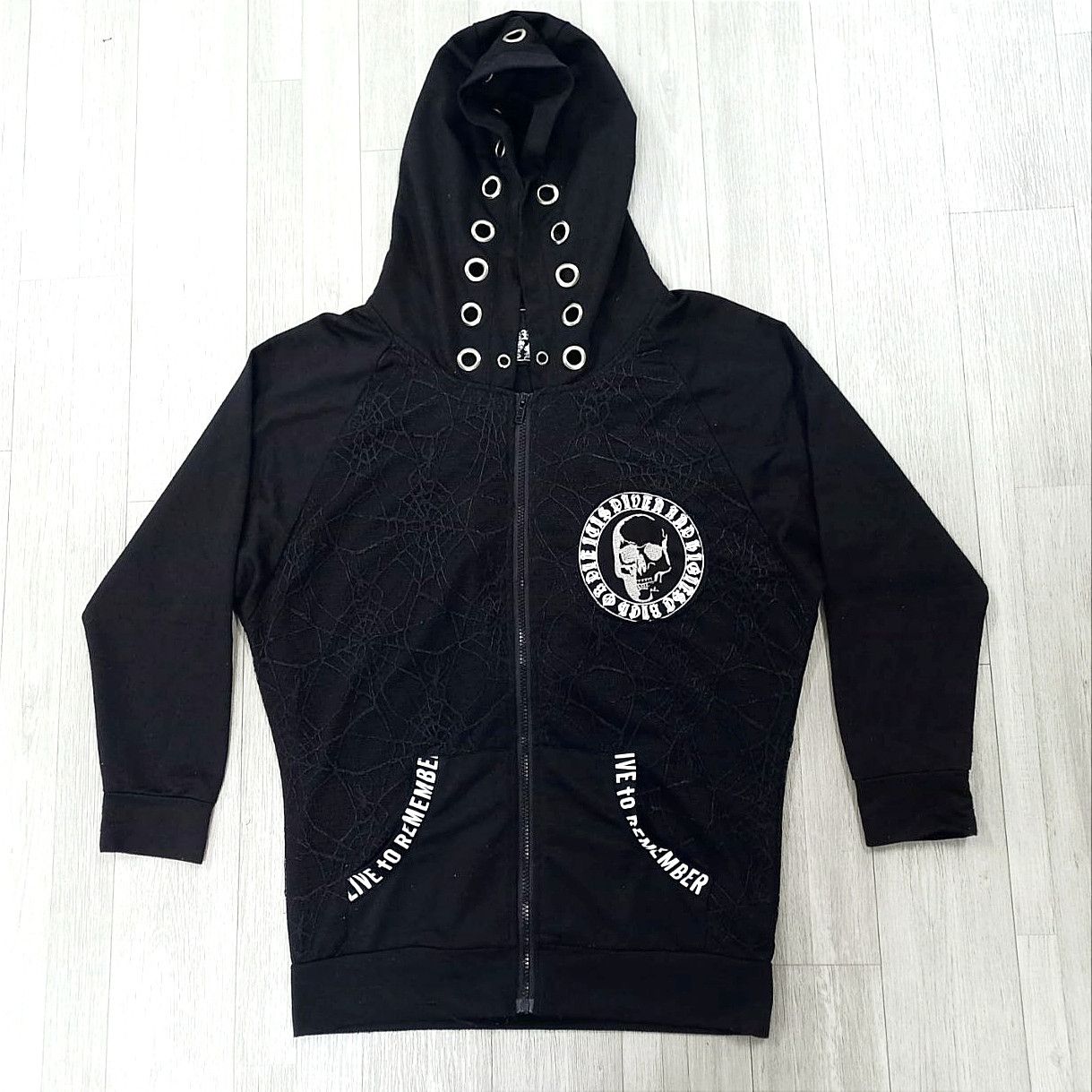 Japanese Brand Rich Or Die Skulls Punk Gothic Zipper Hoodie Size M / US 6-8 / IT 42-44 - 6 Thumbnail