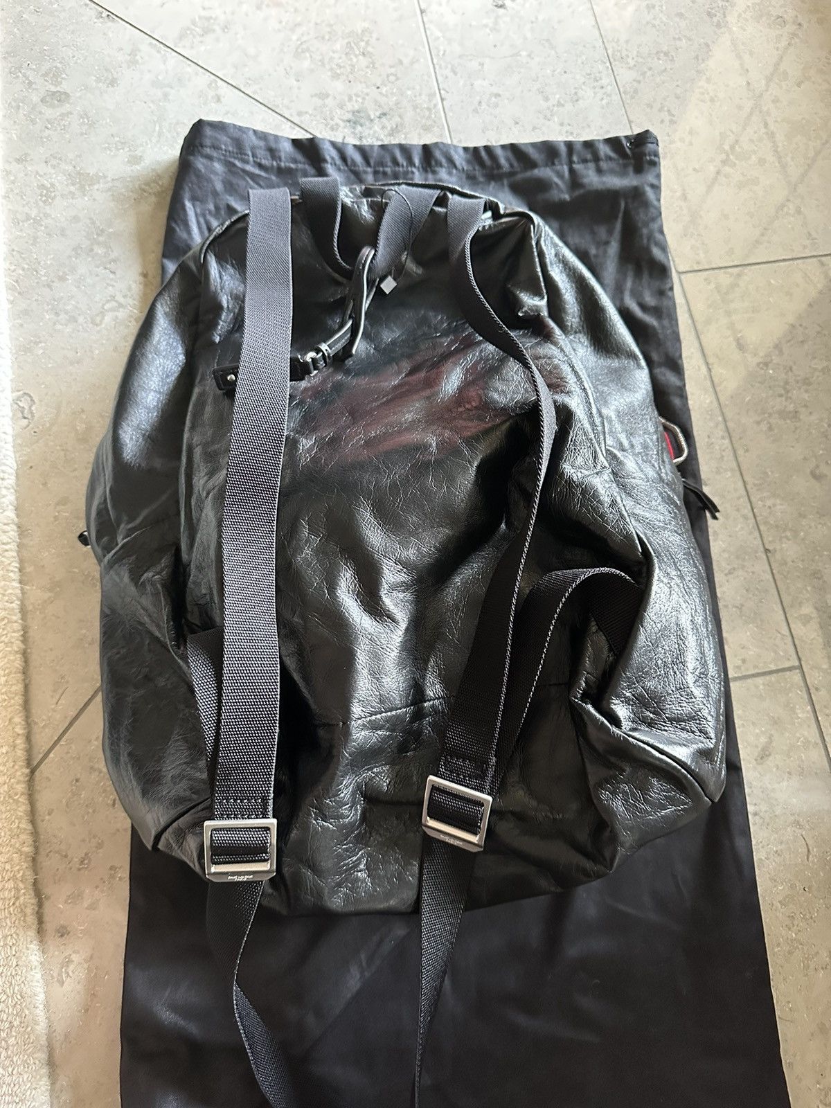 Saint Laurent Paris RUNWAY GRAIL🏆$2k+ Saint Laurent leather city backpack bag Size ONE SIZE - 8 Thumbnail