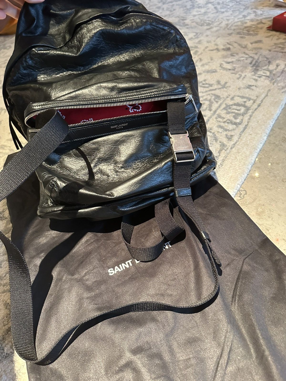 Saint Laurent Paris RUNWAY GRAIL🏆$2k+ Saint Laurent leather city backpack bag Size ONE SIZE - 22 Thumbnail