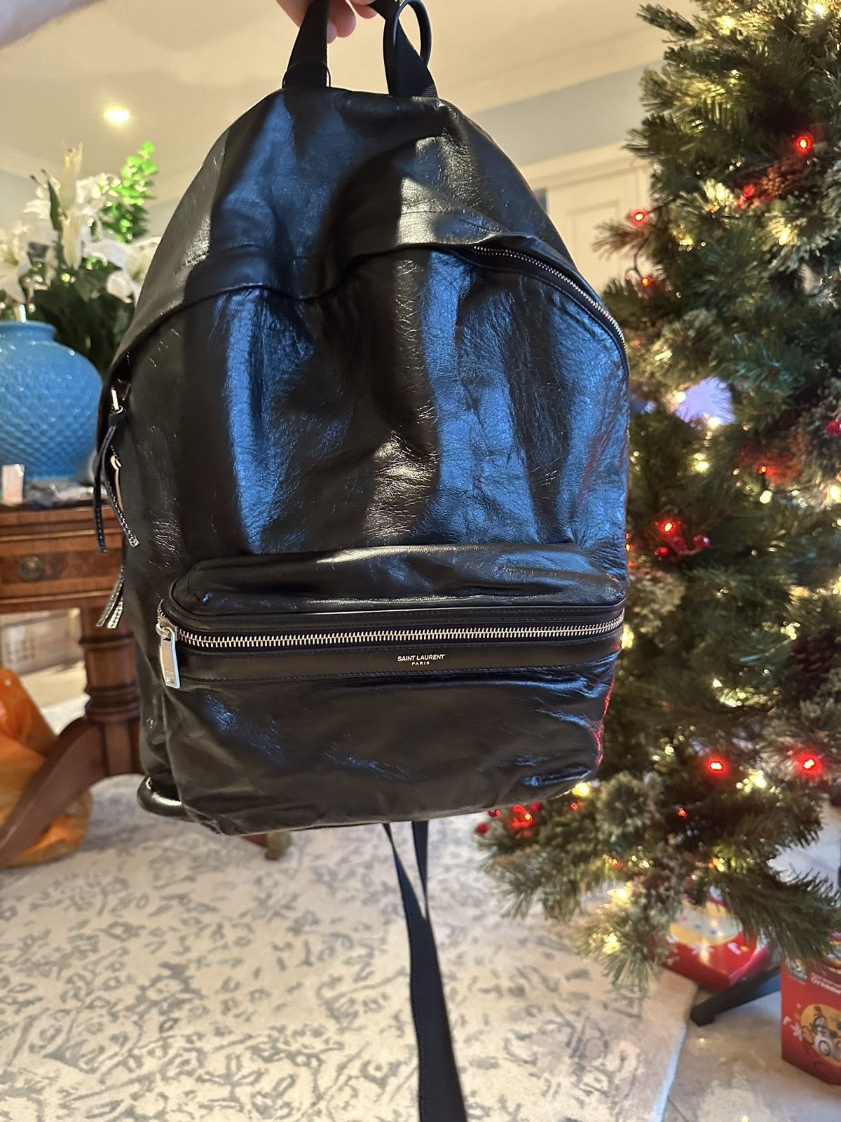 Saint Laurent Paris RUNWAY GRAIL🏆$2k+ Saint Laurent leather city backpack bag Size ONE SIZE - 4 Thumbnail
