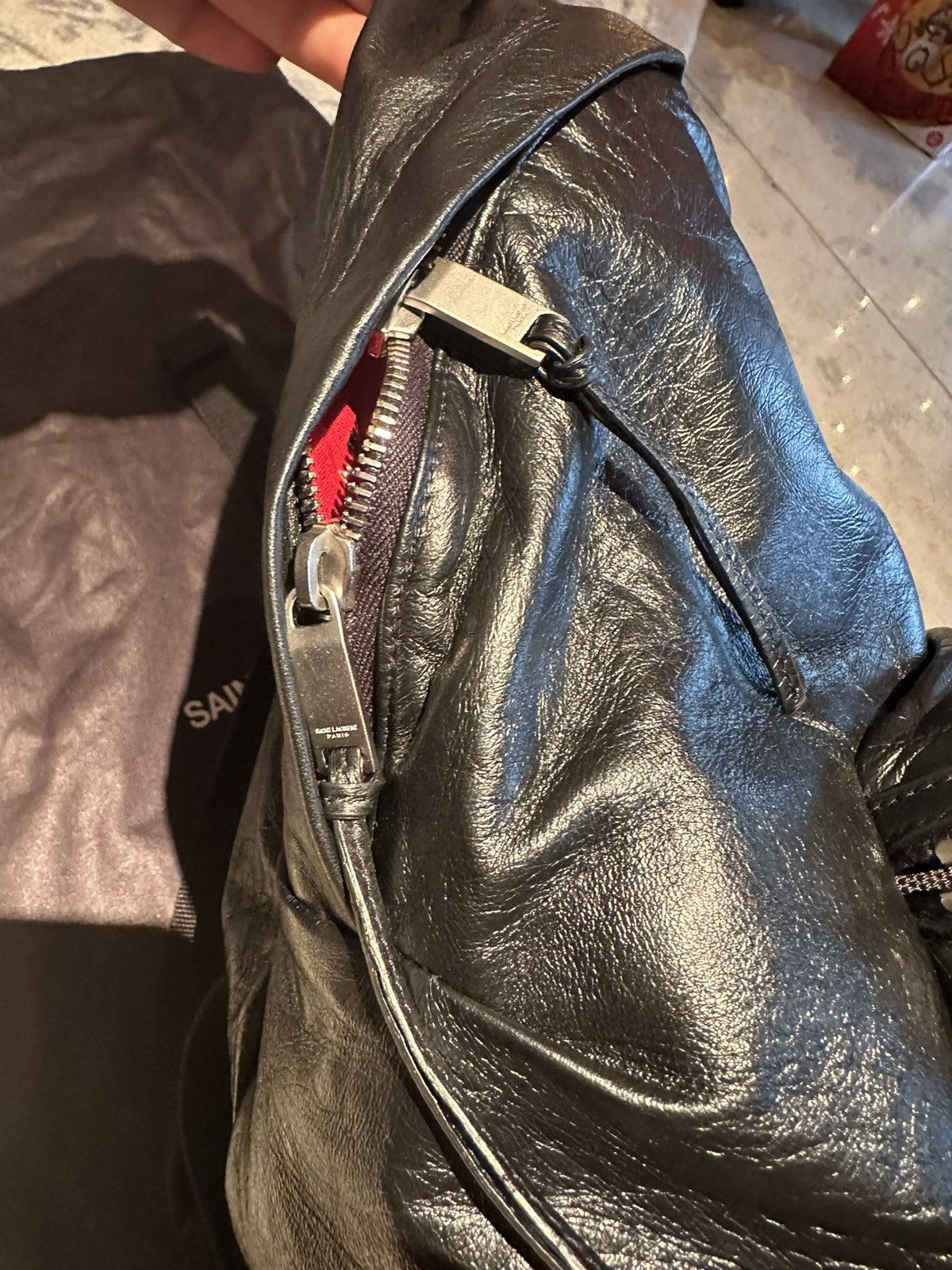Saint Laurent Paris RUNWAY GRAIL🏆$2k+ Saint Laurent leather city backpack bag Size ONE SIZE - 18 Thumbnail