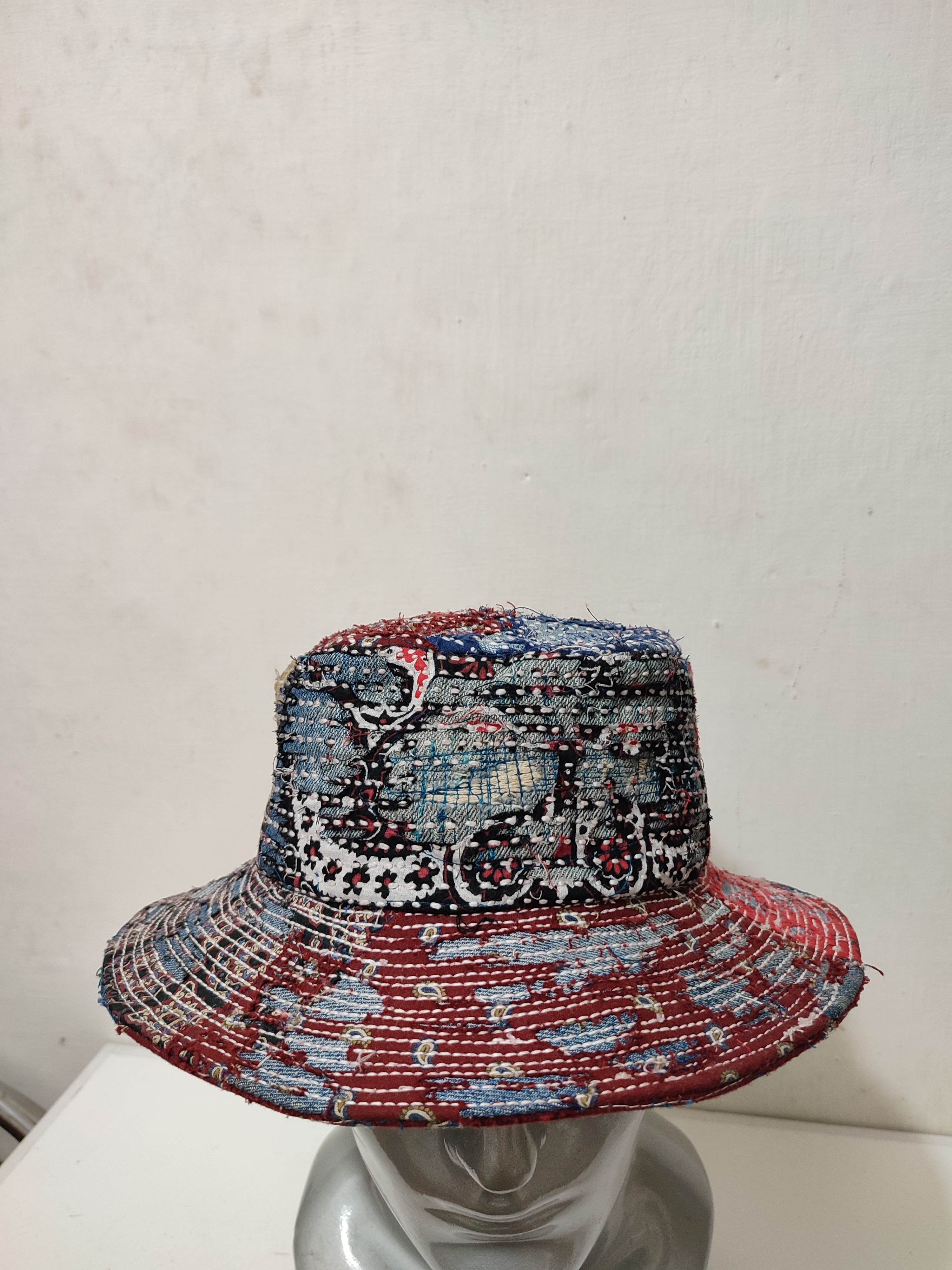 Art Comes First Custom Made Distressed Paisley Bucket Hats Boro Patchwork Size ONE SIZE - 9 Thumbnail