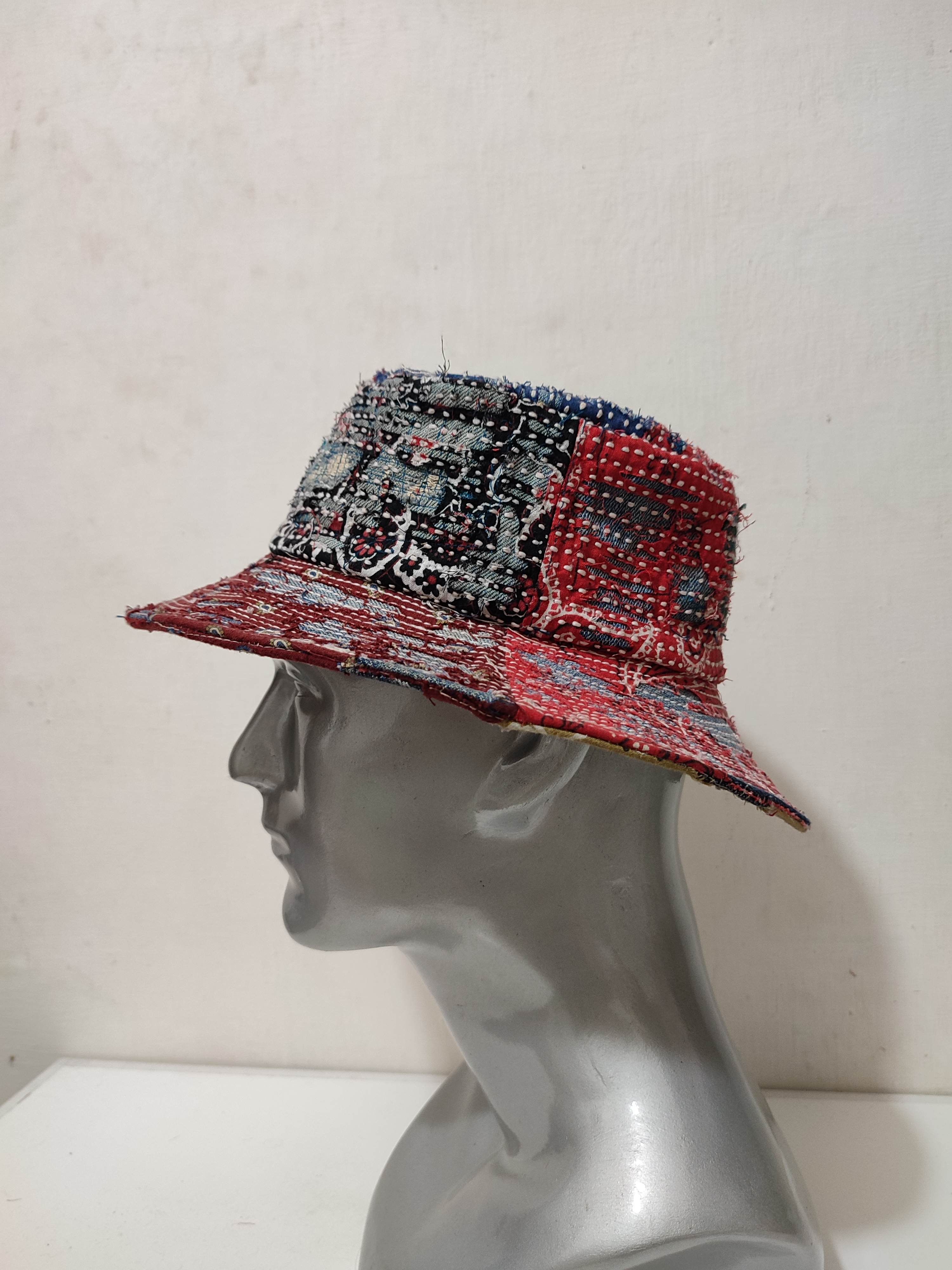 Art Comes First Custom Made Distressed Paisley Bucket Hats Boro Patchwork Size ONE SIZE - 10 Thumbnail