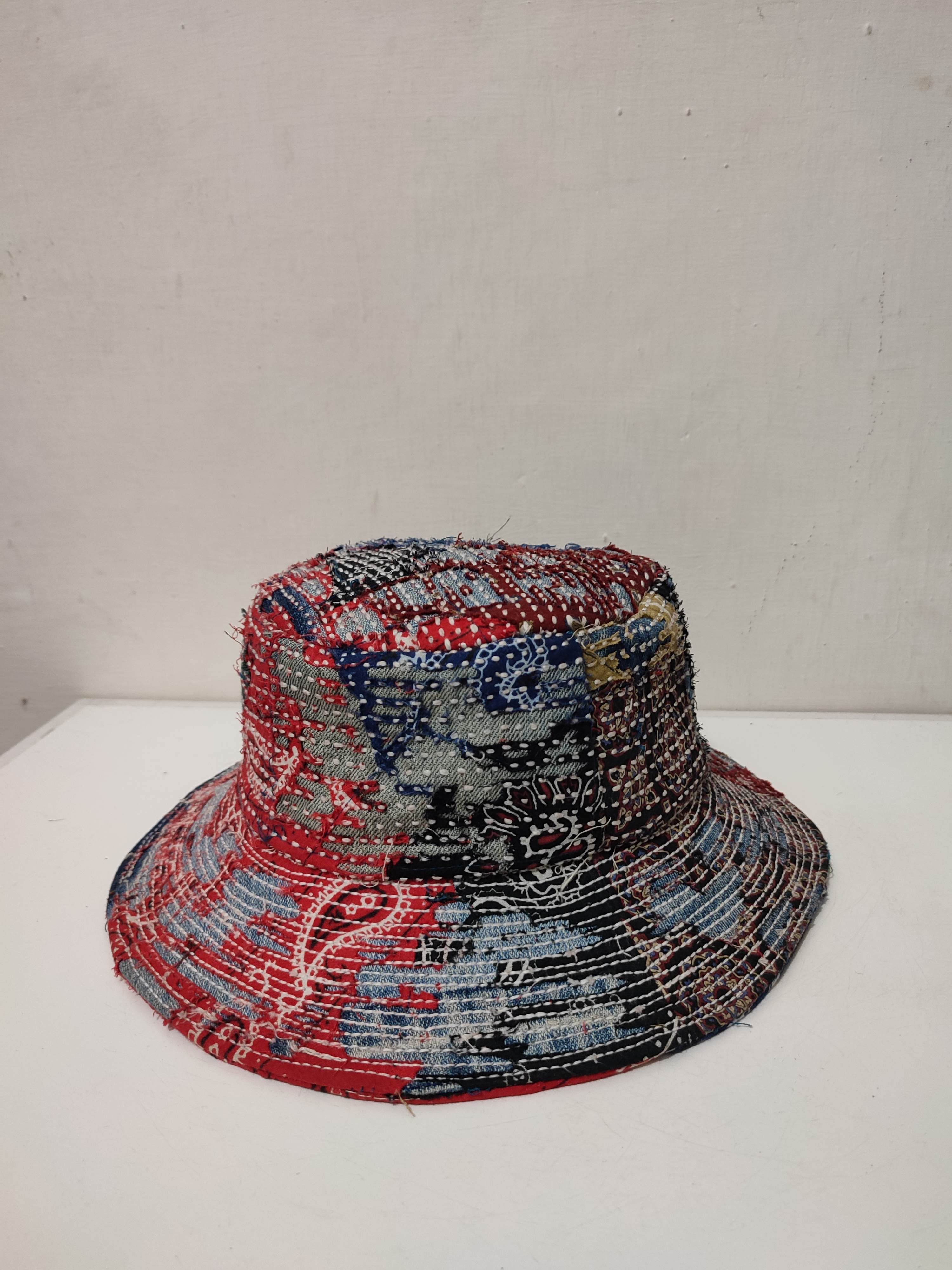 Art Comes First Custom Made Distressed Paisley Bucket Hats Boro Patchwork Size ONE SIZE - 3 Thumbnail