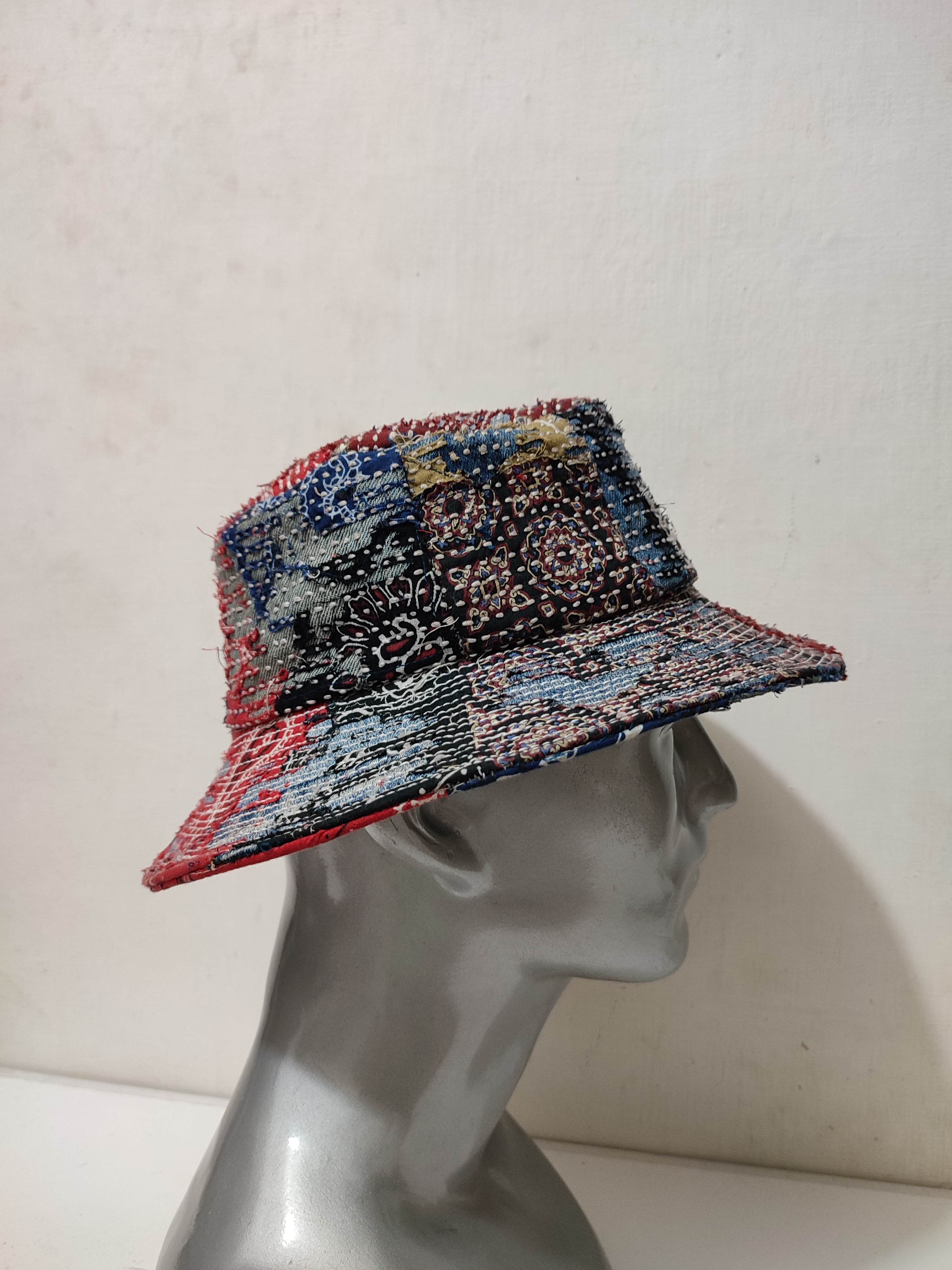 Art Comes First Custom Made Distressed Paisley Bucket Hats Boro Patchwork Size ONE SIZE - 6 Thumbnail