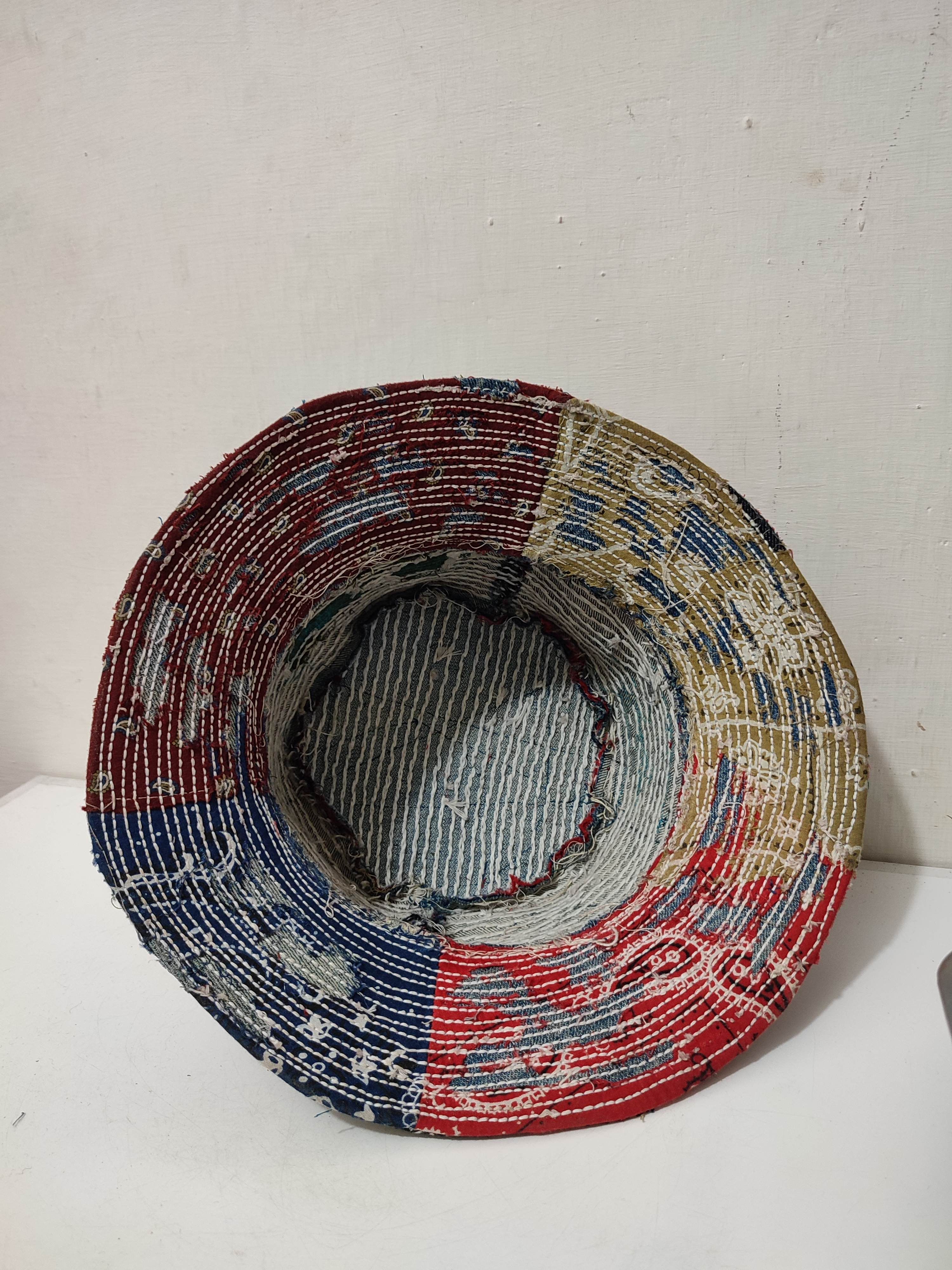 Art Comes First Custom Made Distressed Paisley Bucket Hats Boro Patchwork Size ONE SIZE - 4 Thumbnail