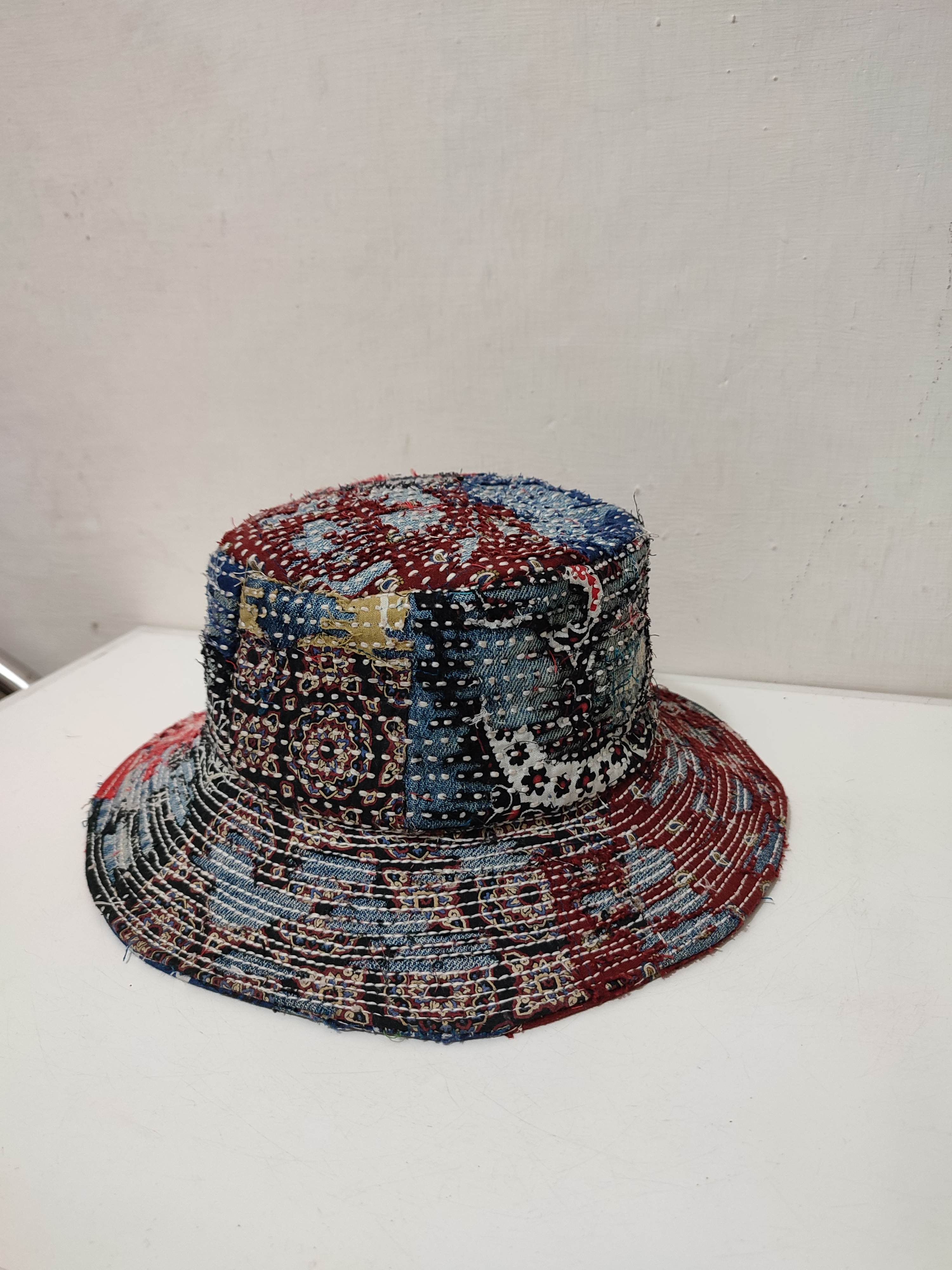 Art Comes First Custom Made Distressed Paisley Bucket Hats Boro Patchwork Size ONE SIZE - 2 Thumbnail