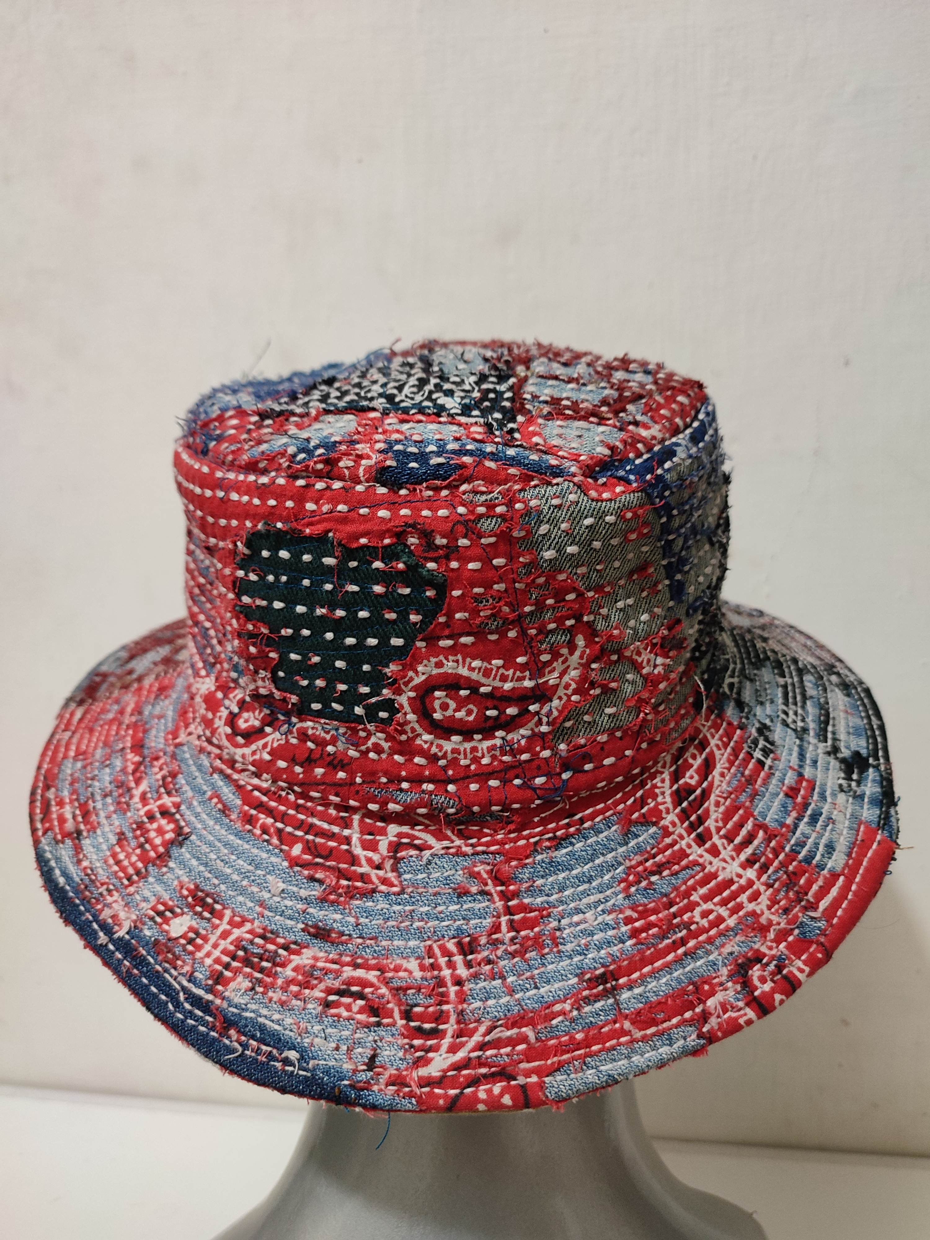Art Comes First Custom Made Distressed Paisley Bucket Hats Boro Patchwork Size ONE SIZE - 12 Thumbnail