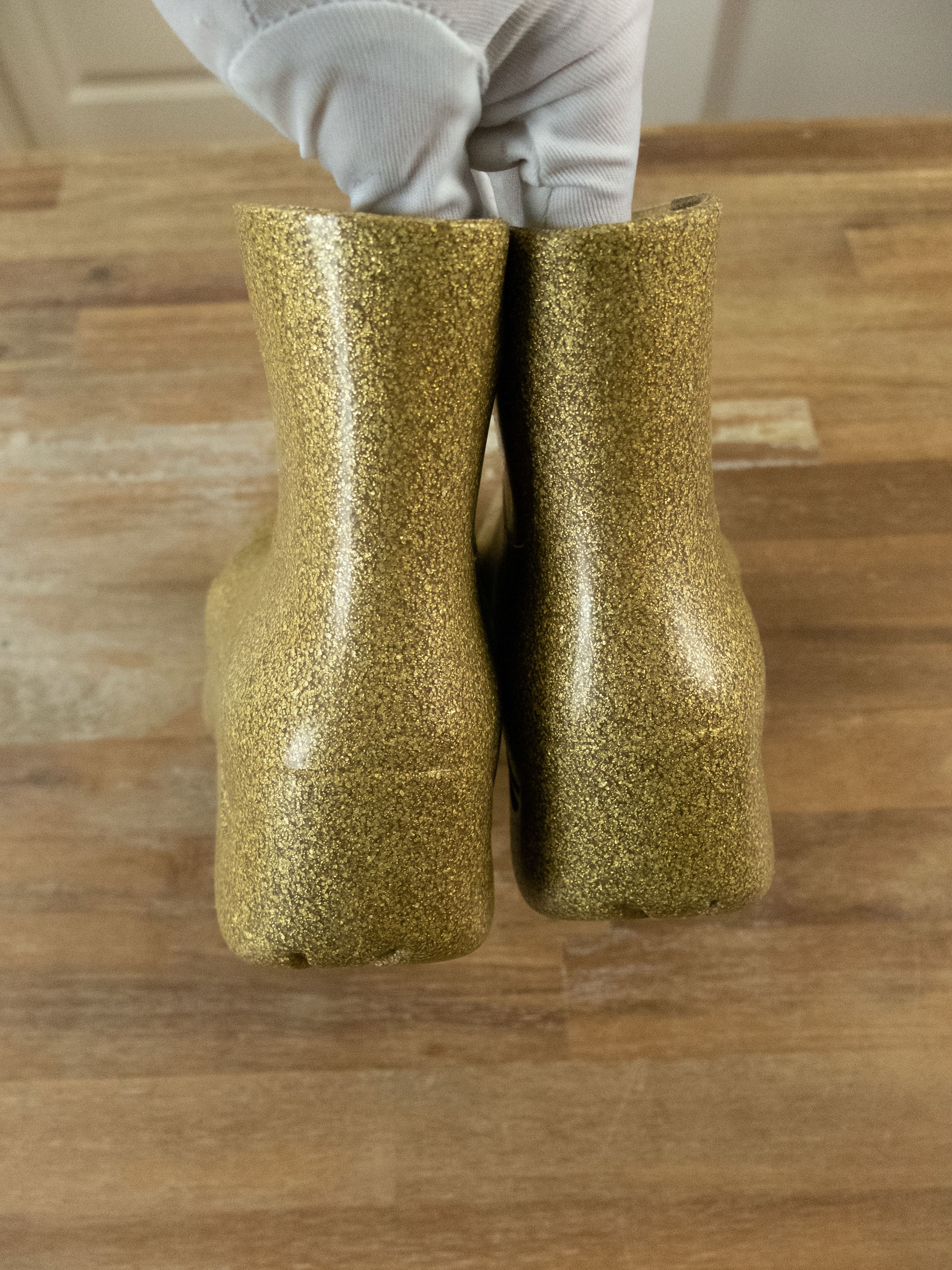 Bottega Veneta BOTTEGA VENETA Puddle gold glitter rubber ankle boots 7 37 q Size US 7 / IT 37 - 7 Thumbnail