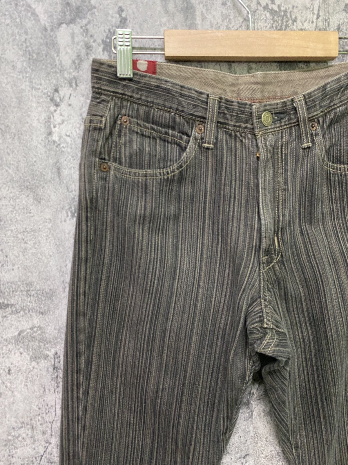 Designer × Japanese Brand BLUE WAYS Japan Pinstriped Striped Mini Bootcut Denim Pant Size US 28 / EU 44 - 4 Thumbnail