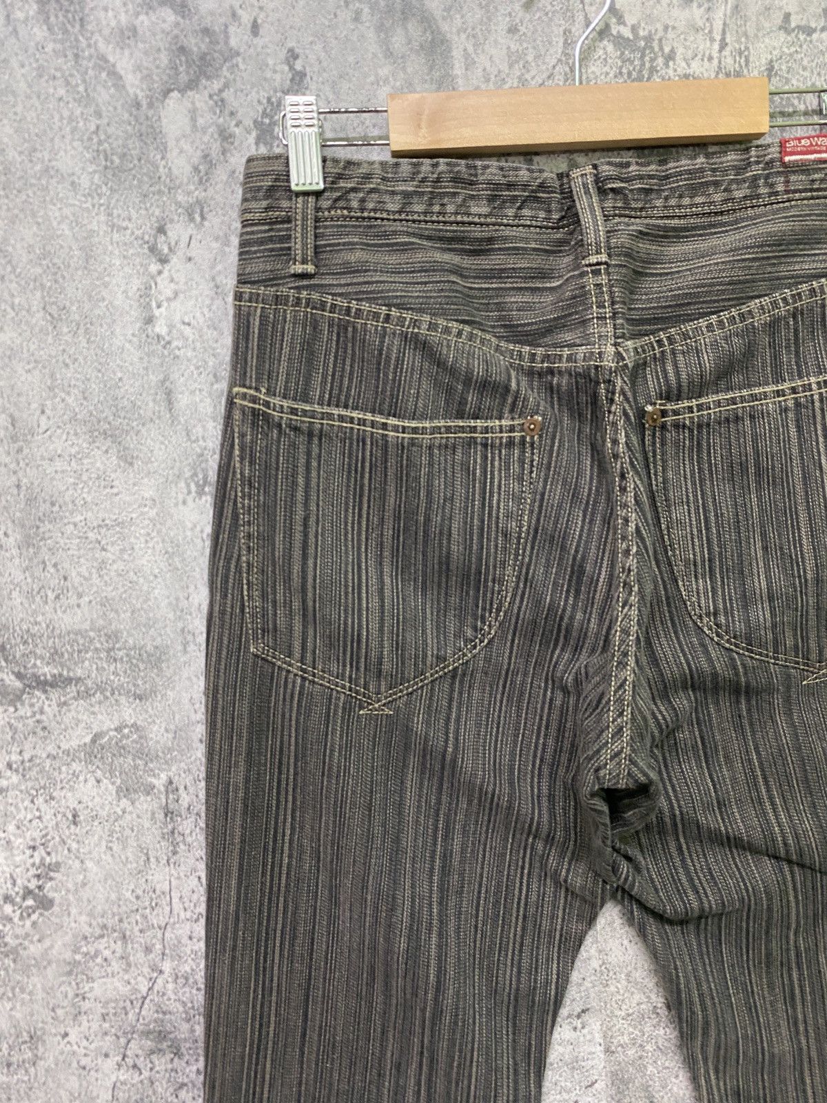 Designer × Japanese Brand BLUE WAYS Japan Pinstriped Striped Mini Bootcut Denim Pant Size US 28 / EU 44 - 12 Thumbnail