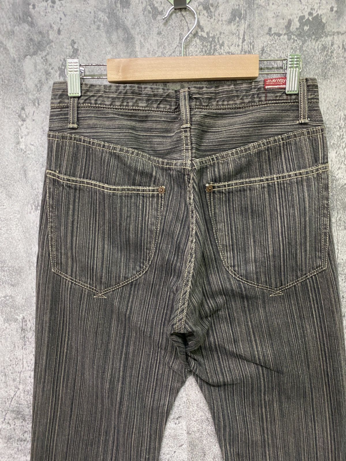 Designer × Japanese Brand BLUE WAYS Japan Pinstriped Striped Mini Bootcut Denim Pant Size US 28 / EU 44 - 11 Thumbnail