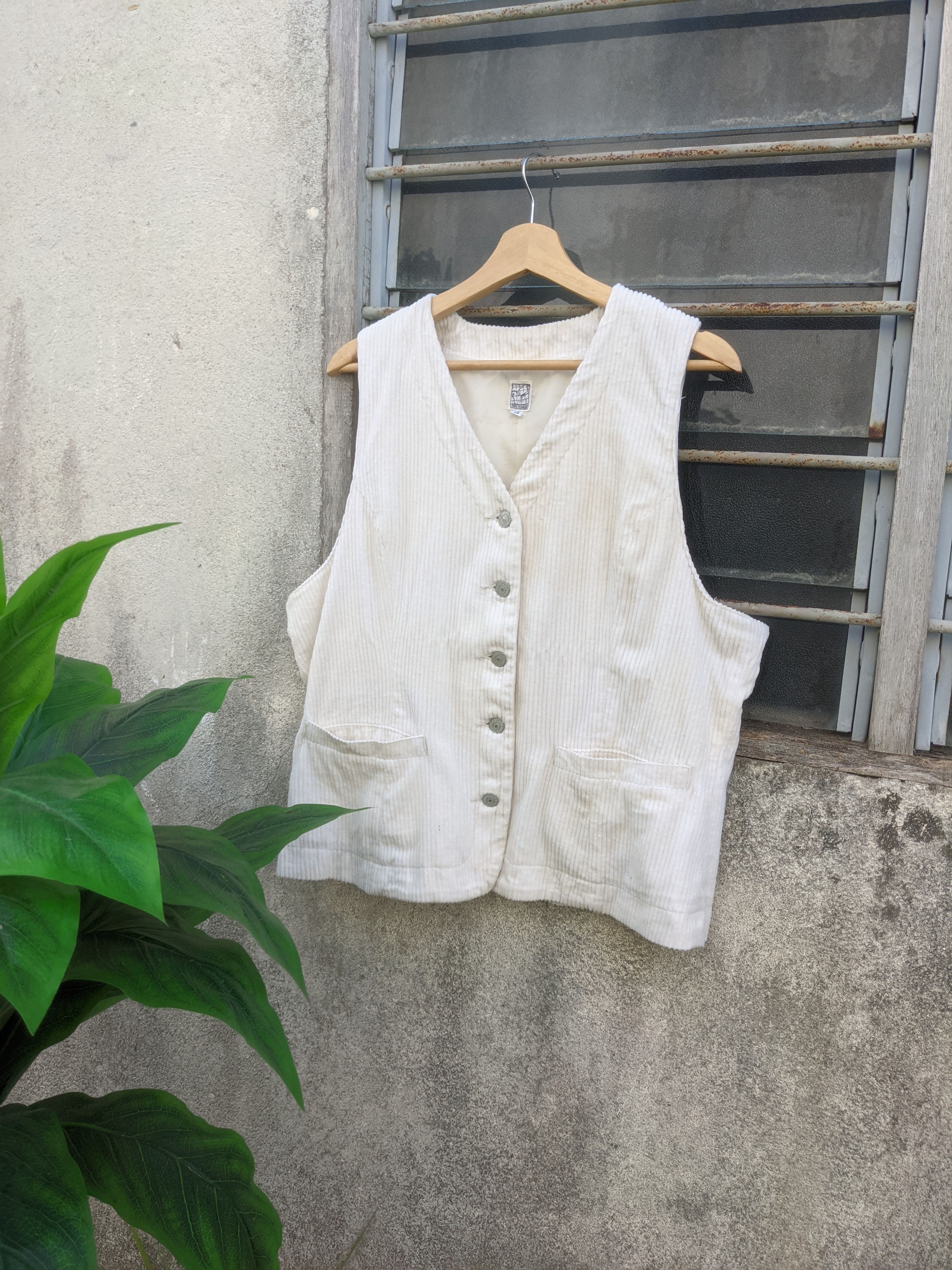 image of Vintage Junko Shimada Corduroy Vest in White, Men's (Size Medium)