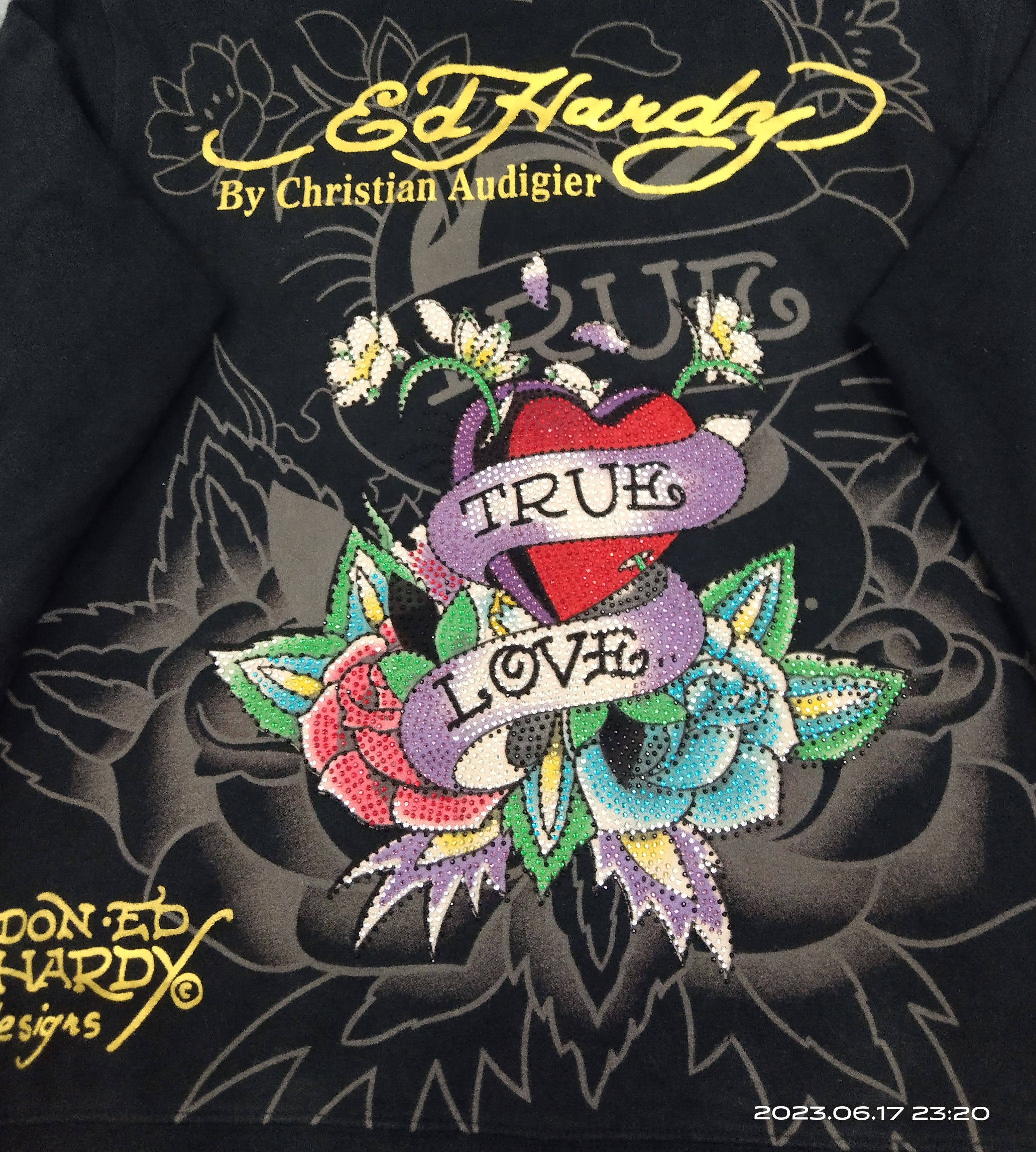 Christian Audigier ED HARDY BY CHRISTIAN AUDIGIER SWAROVSKI TRUE LOVE HOODIE Size S / US 4 / IT 40 - 6 Thumbnail