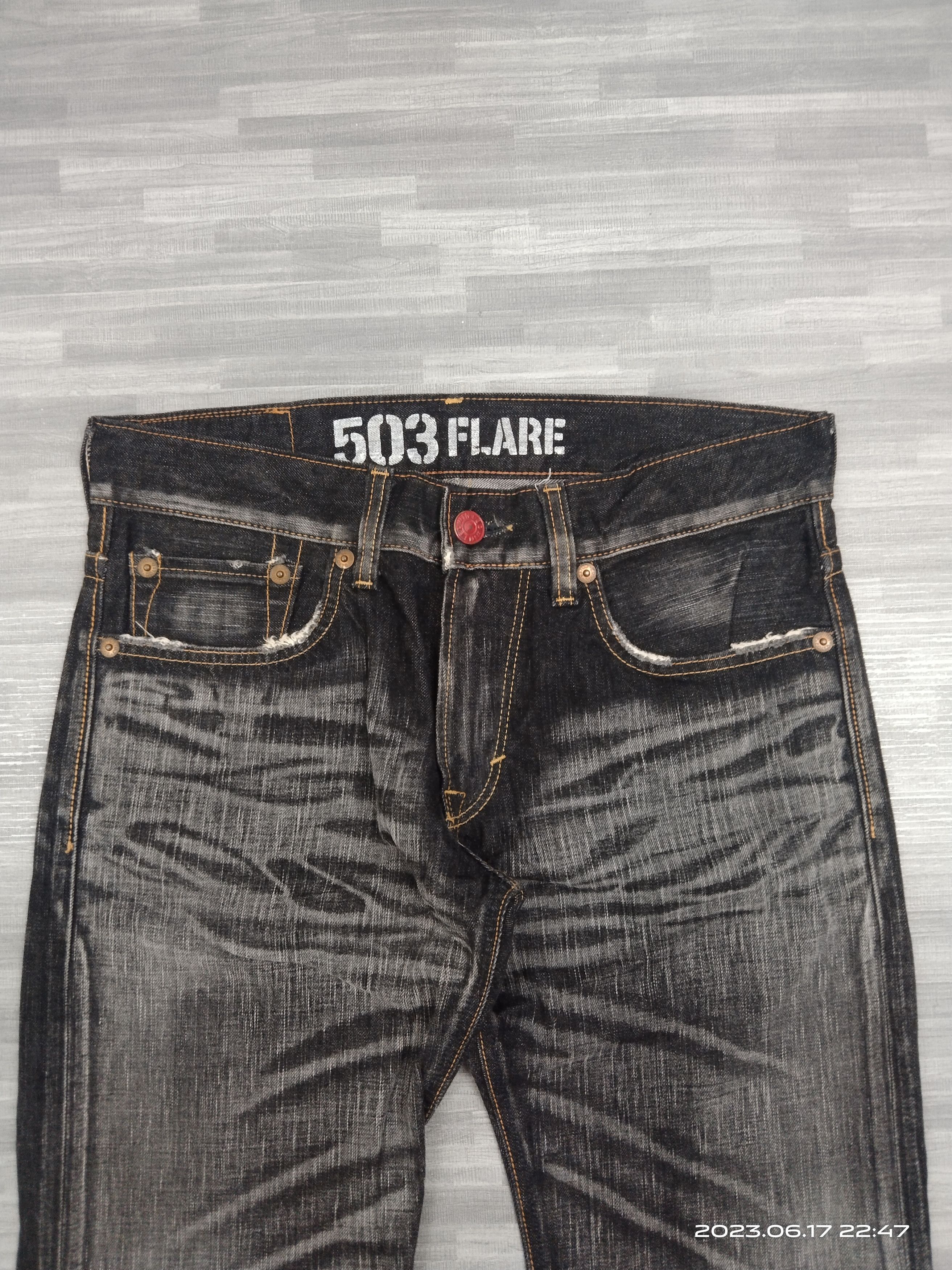 Edwin SiCK 503 FLARE WASHED BLACK DENIM PANTS Size US 31 - 4 Thumbnail