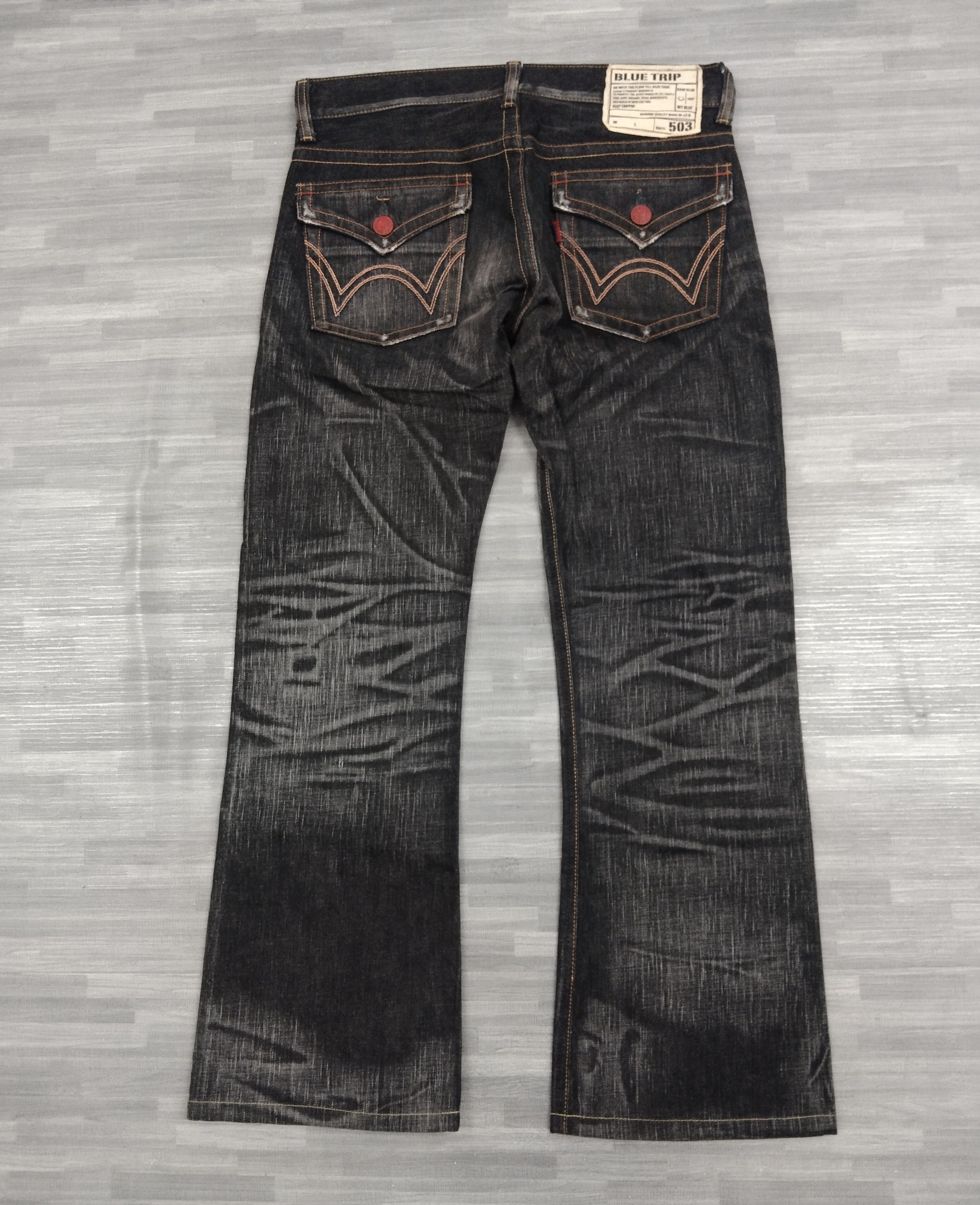 Edwin SiCK 503 FLARE WASHED BLACK DENIM PANTS Size US 31 - 3 Thumbnail