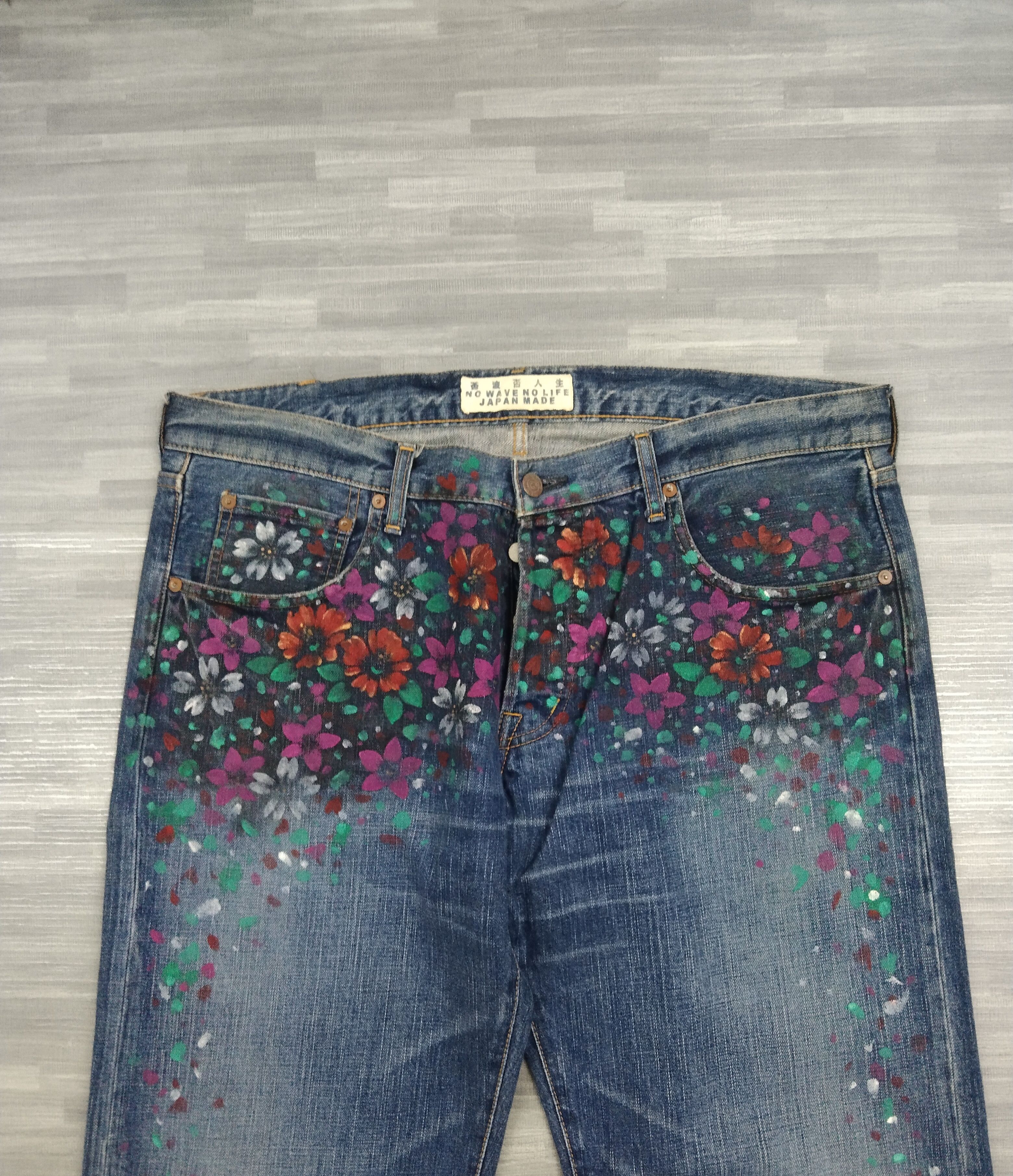 Japanese Brand SICK HAND MADE ART FLOWERS NO WAVE NO LIFE JAPAN MADE Size US 36 / EU 52 - 4 Thumbnail