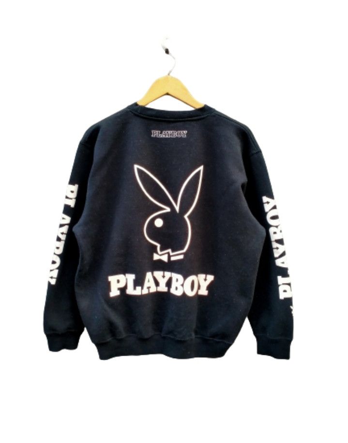 image of Playboy Crewneck Spellout in Black, Men's (Size Large)
