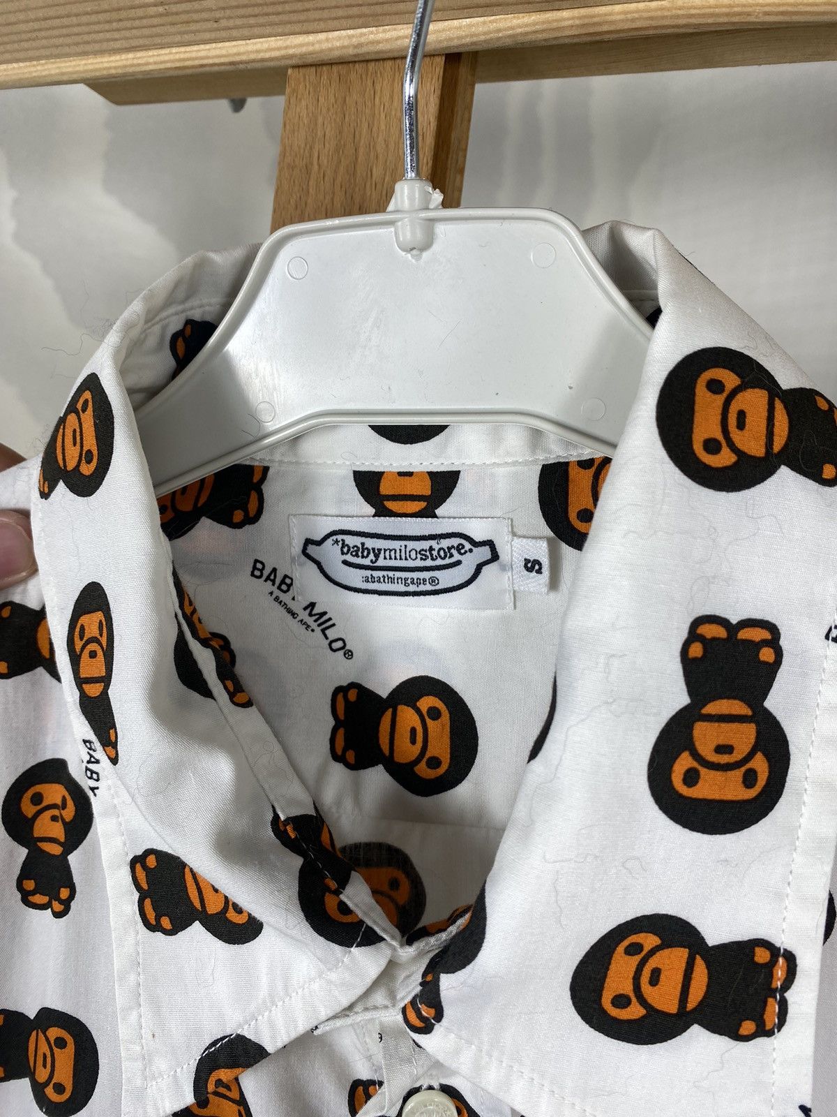 Bape × Vintage Bape Baby Milo Store Shirt Button Up Monogram Logo Vintage Size US S / EU 44-46 / 1 - 7 Thumbnail