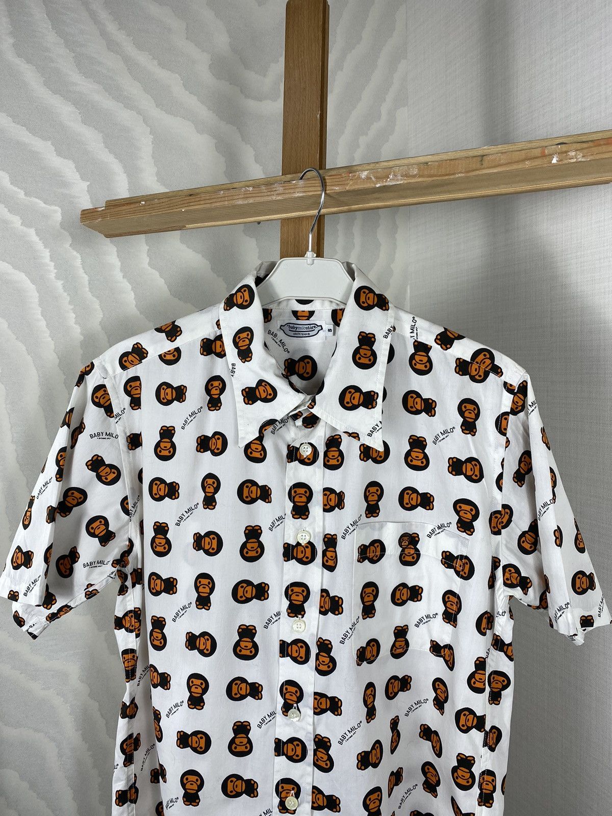 Bape × Vintage Bape Baby Milo Store Shirt Button Up Monogram Logo Vintage Size US S / EU 44-46 / 1 - 2 Thumbnail