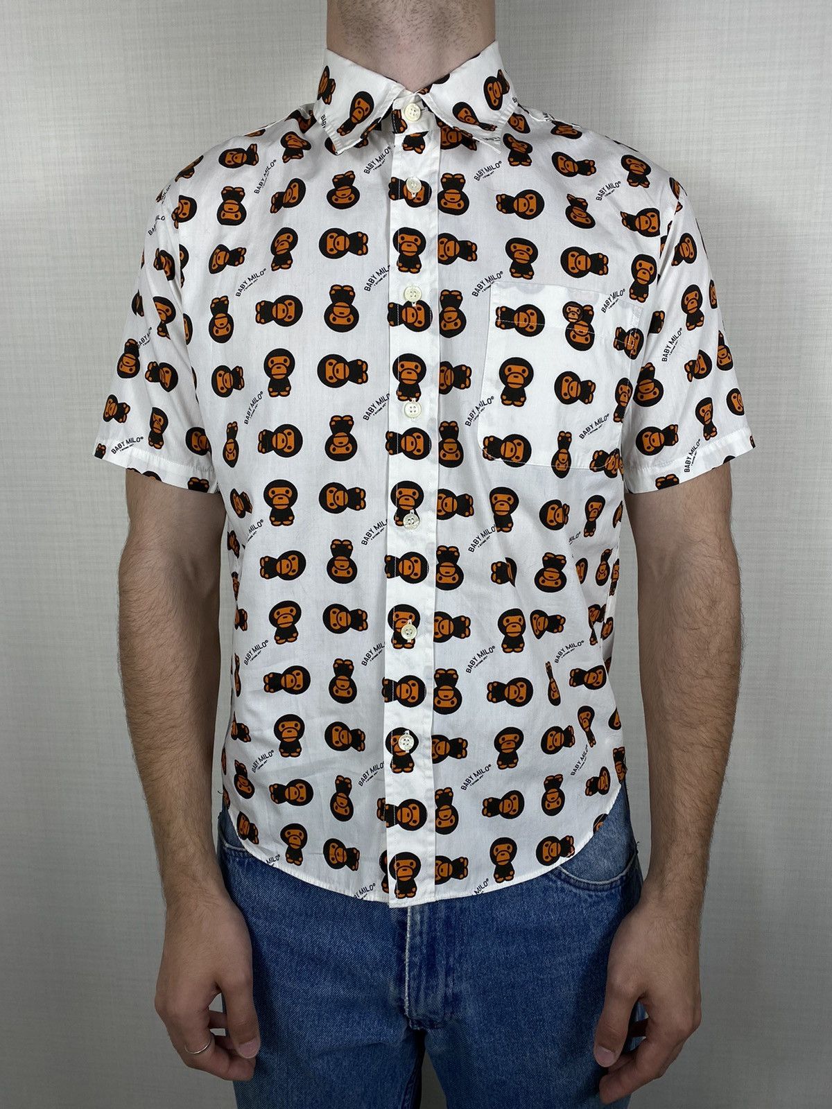 Bape × Vintage Bape Baby Milo Store Shirt Button Up Monogram Logo Vintage Size US S / EU 44-46 / 1 - 13 Thumbnail